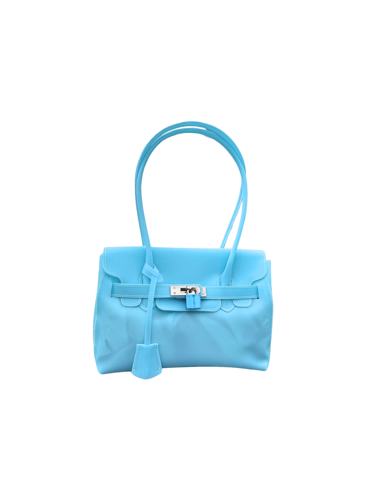 Jelly Firkin 25 Shoulder Bag Aqua front view on white background