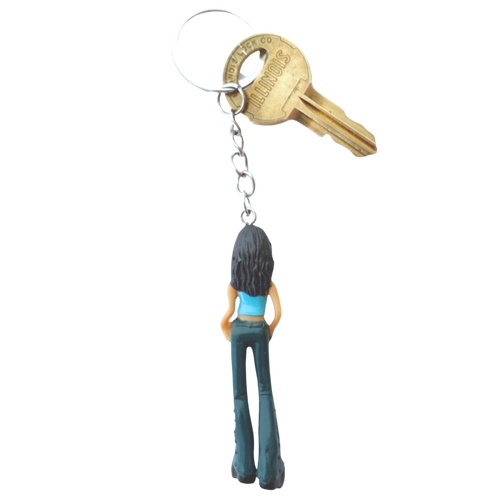 2000s Dolls Charm Downtown Girl keychain back view in green pants