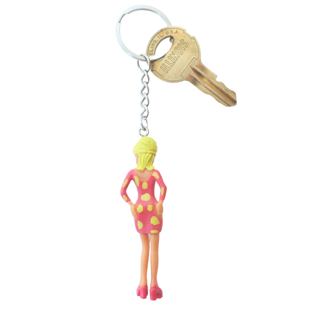 2000s Dolls Charm Pink Mod Girl keychain back view