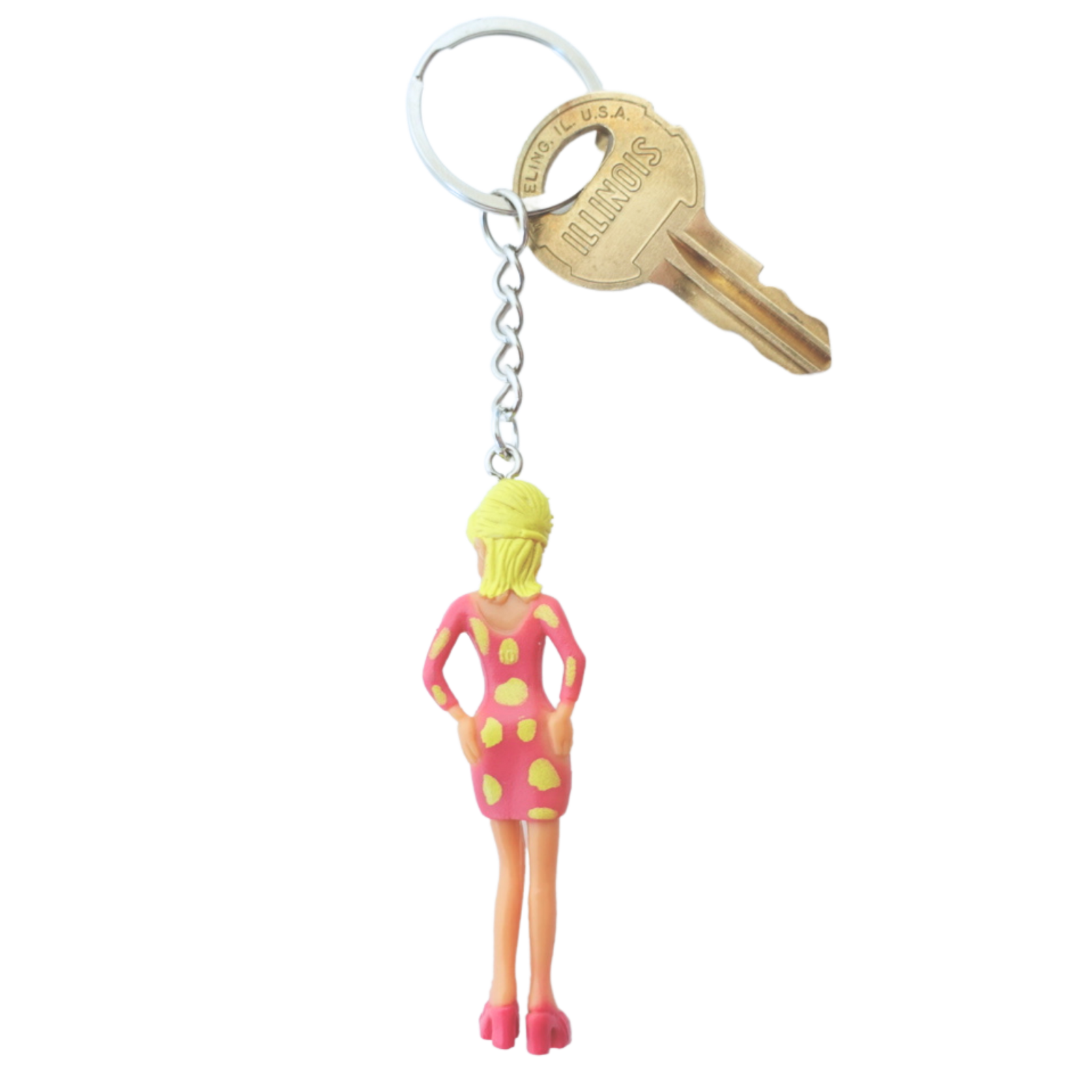 2000s Dolls Charm Pink Mod Girl keychain back view