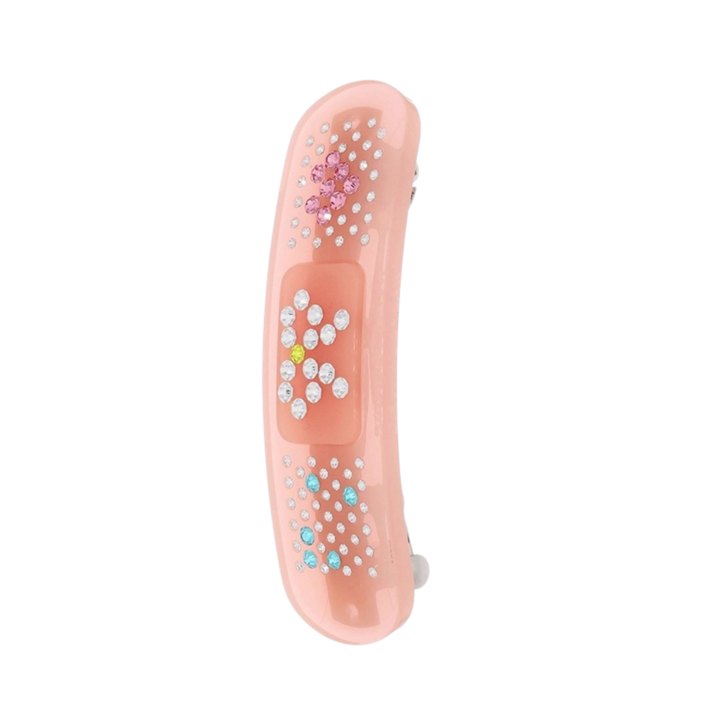 Bling Bandaid Hair Clip Strawberry Milk front view on white background