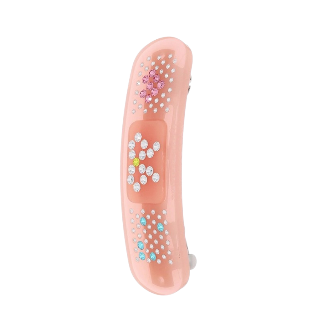 Bling Bandaid Hair Clip Strawberry Milk front view on white background