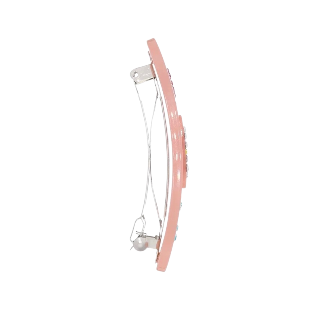 Bling Bandaid Hair Clip Strawberry Milk side view on white background