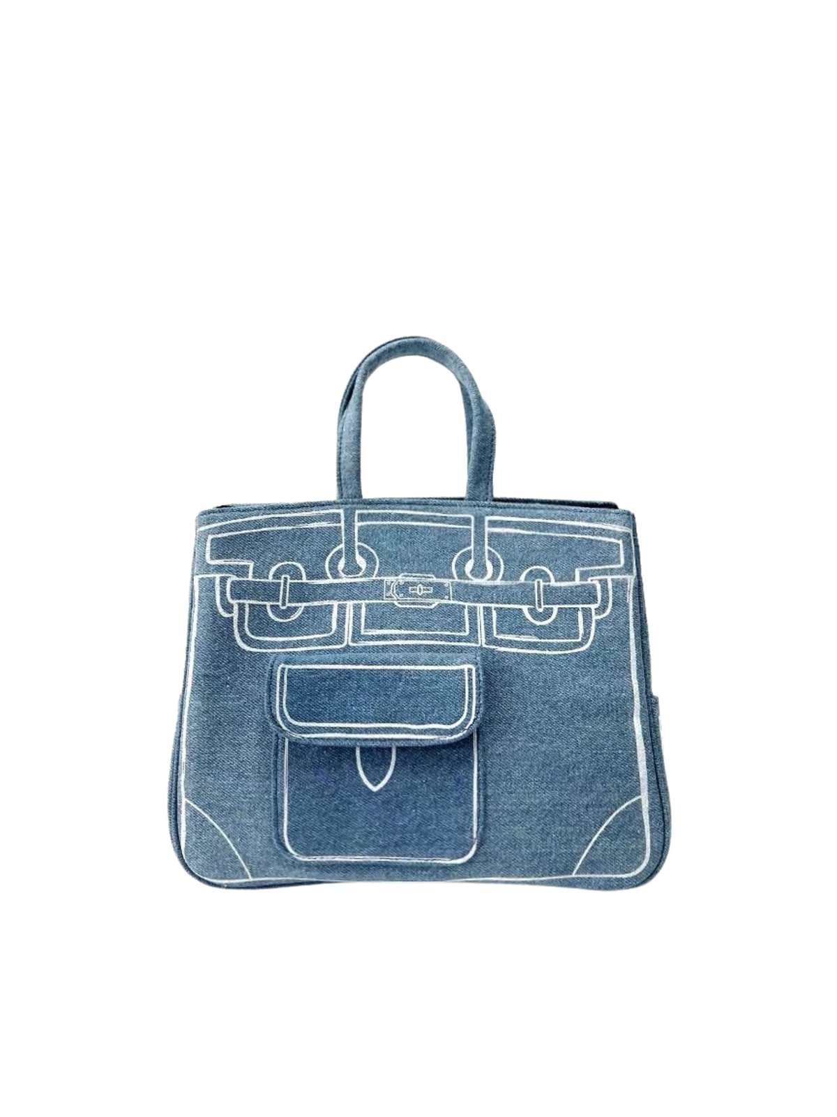 Boatkin 25 Sketch Canvas Shoulder Tote Bag in Dusty Blue, front view