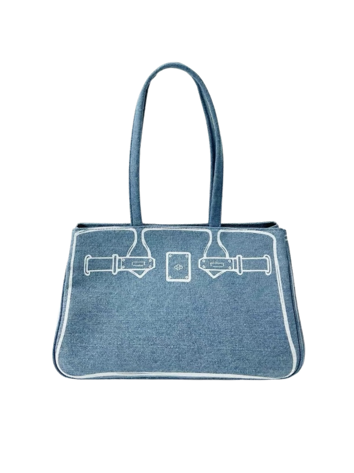 Boatkin 29 Sketch Canvas Shoulder Tote Bag in Dusty Blue, front view