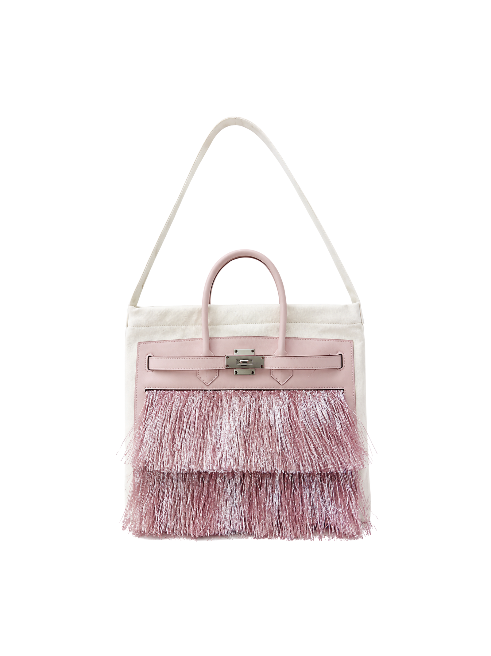 Boatkin 30 Leather Canvas Tote Bag in Blossom Tinsel, front view