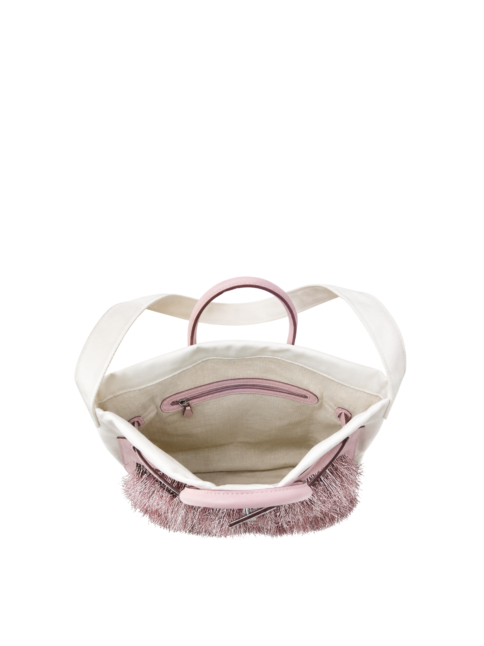 Boatkin 30 Leather Canvas Tote Bag in Blossom Tinsel, interior view