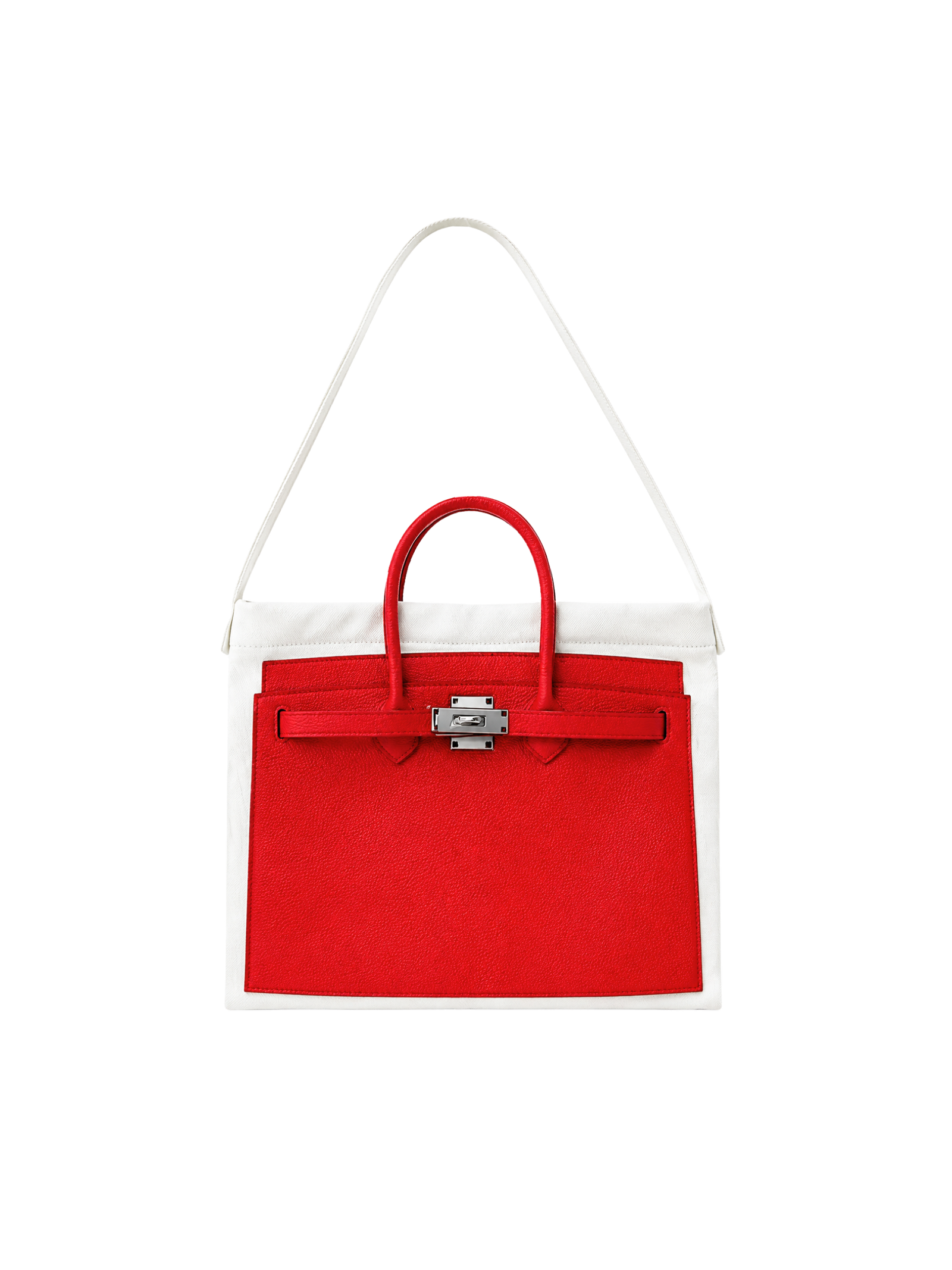 Boatkin 30 Leather Canvas Tote Bag in Cherry, front view