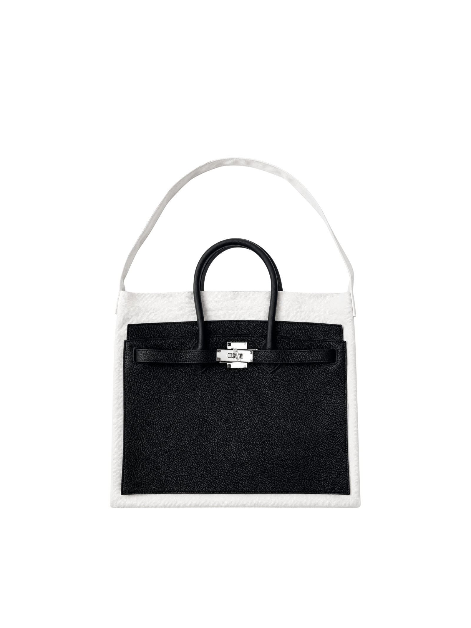 Boatkin 30 Leather Canvas Tote Bag in Black, front view