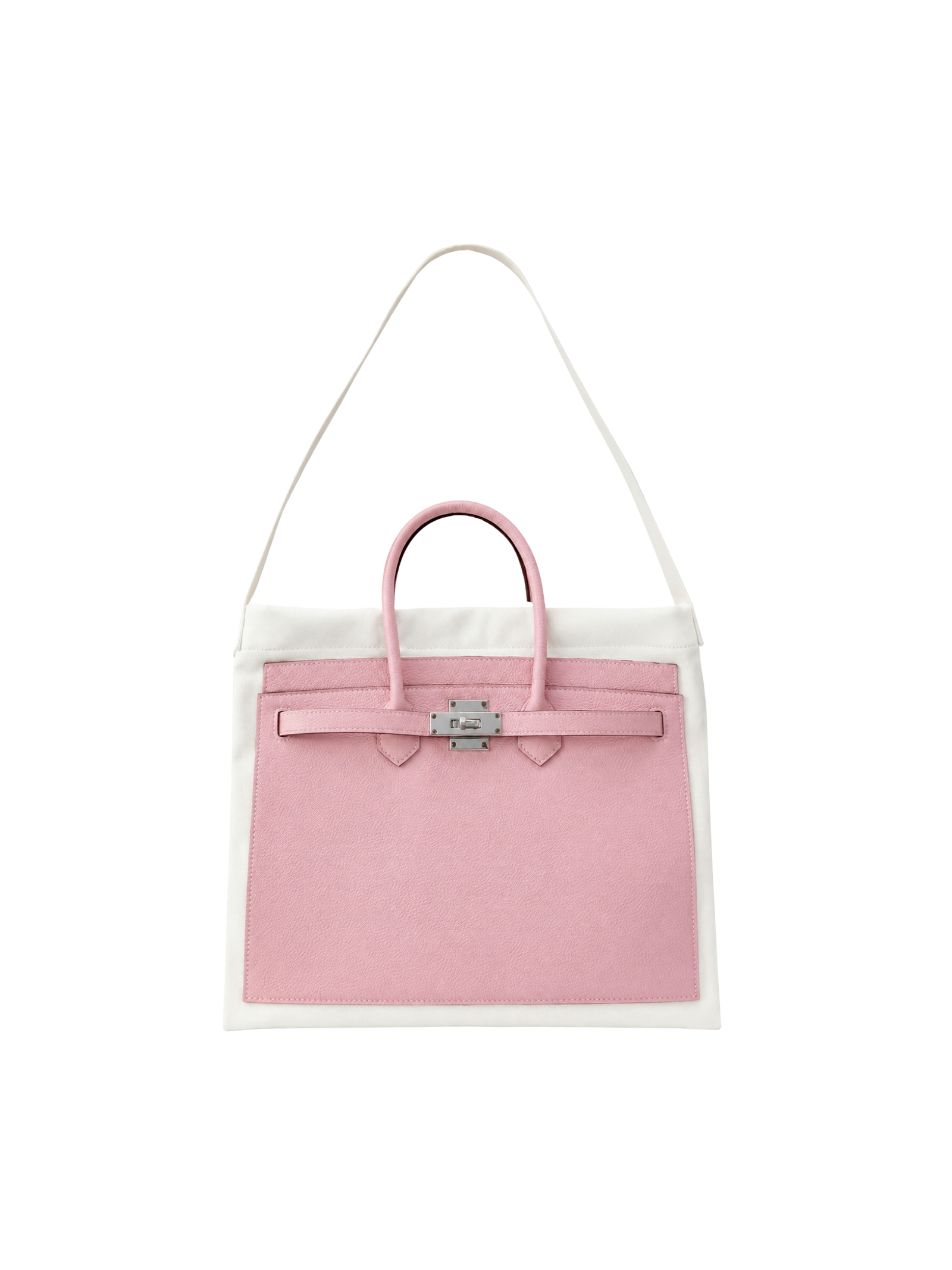 Boatkin 30 Leather Canvas Tote Bag in Blossom, front view