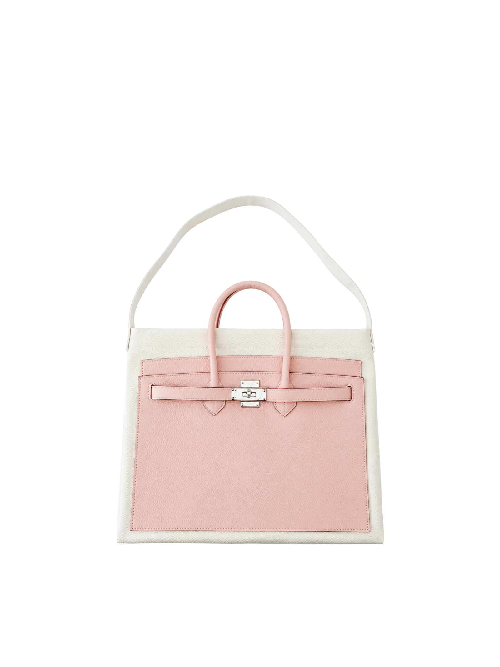 Boatkin 30 Leather Canvas Tote Bag in Blush, front view