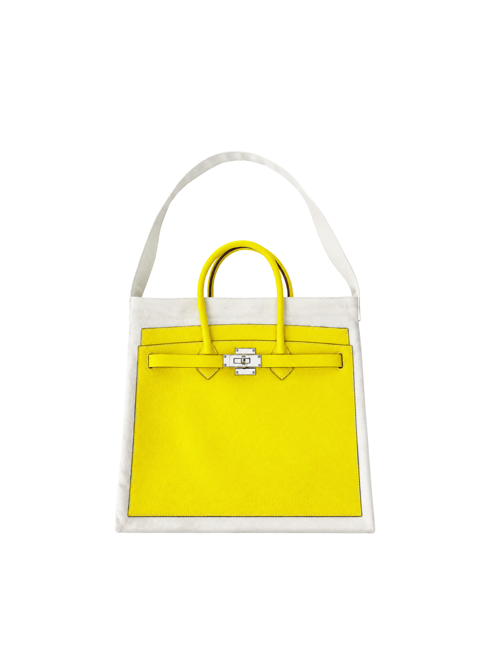 Boatkin 30 Leather Canvas Tote Bag in Lemon, front view