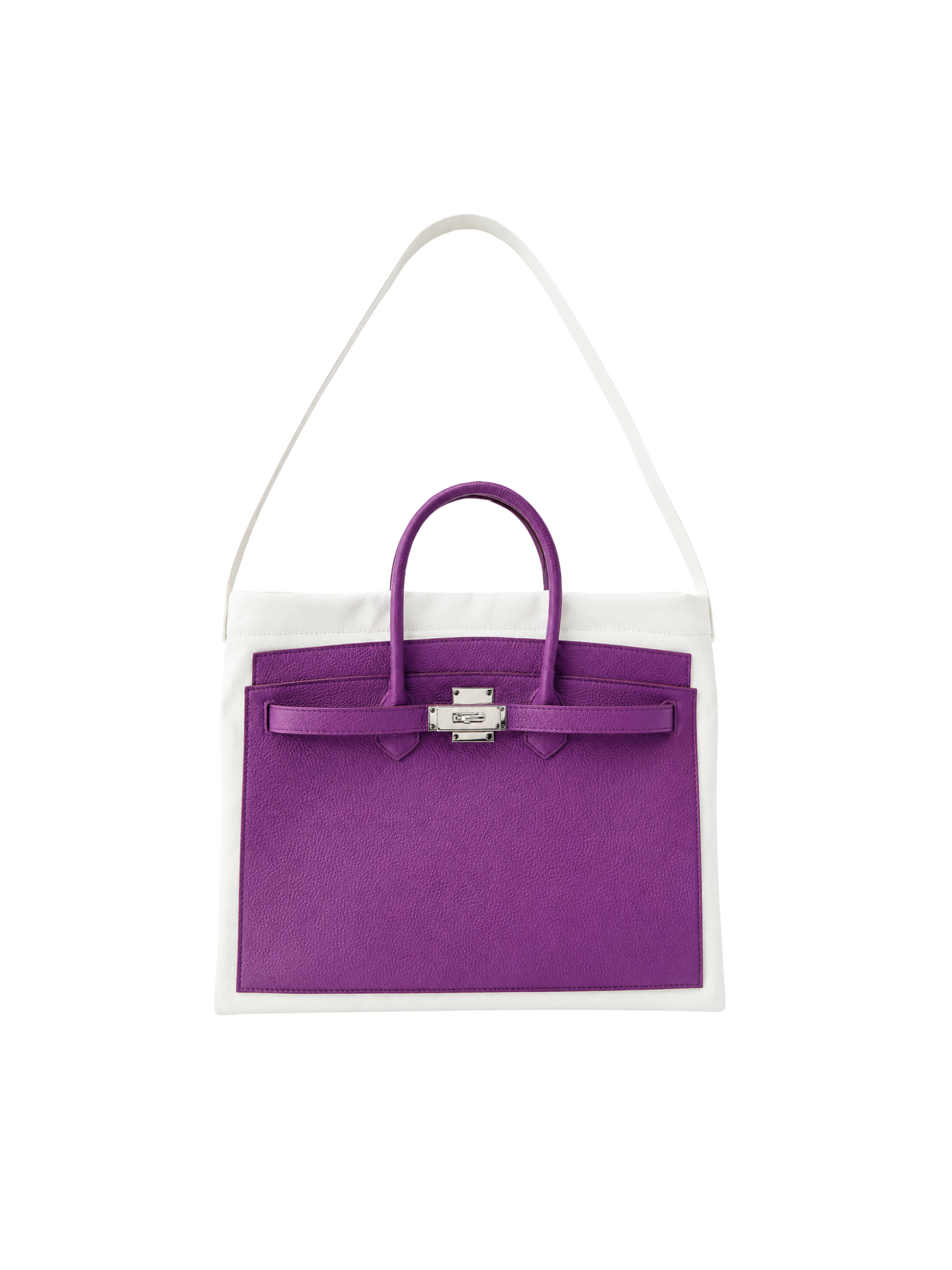 Boatkin 30 Leather Canvas Tote Bag in Violet, front view