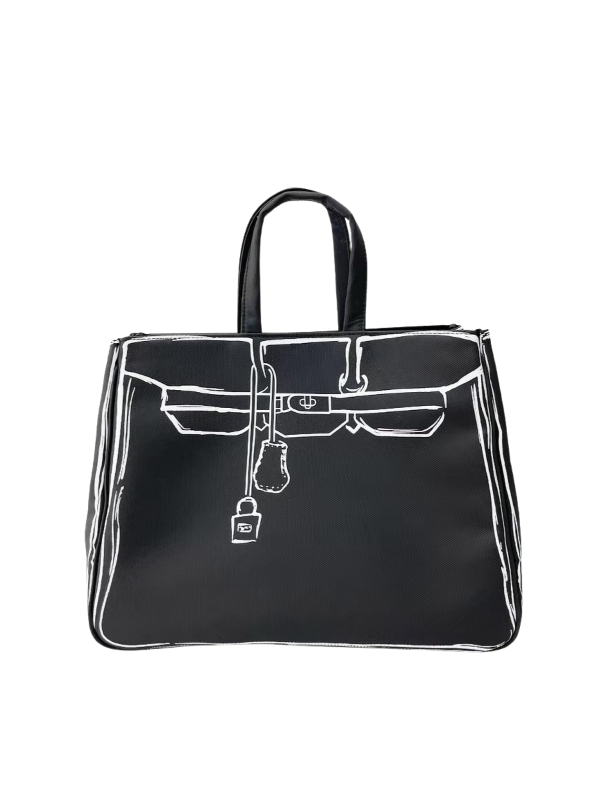 Boatkin 30 Sketch Canvas Tote Bag in Black, front view