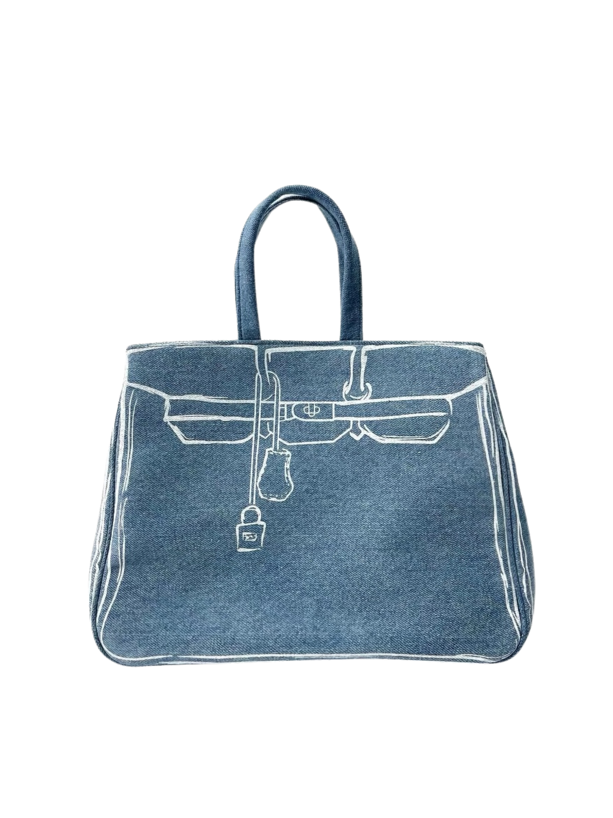 Boatkin 30 Sketch Canvas Tote Bag in Dusty Blue, front view