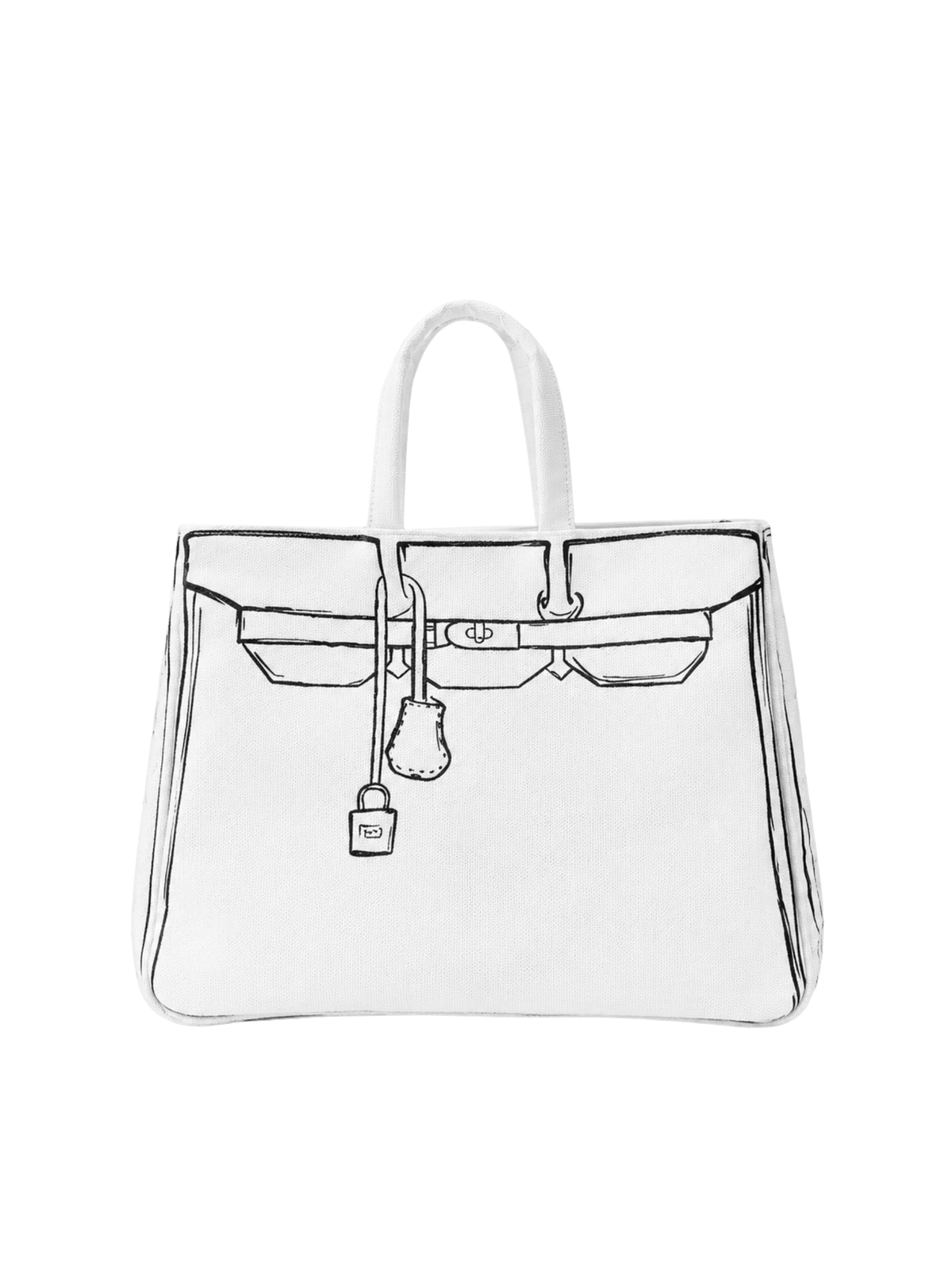 Boatkin 30 Sketch Canvas Tote Bag in White, front view