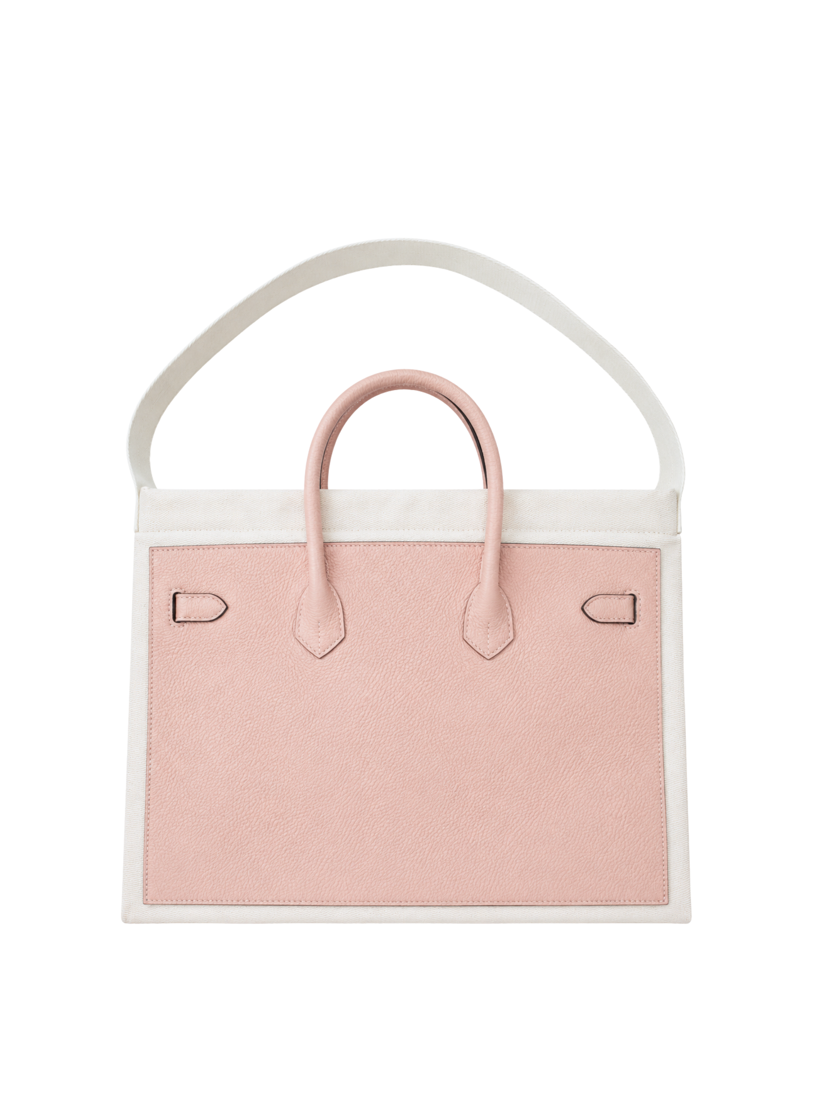Boatkin 46 Leather Canvas Tote Bag in Blush, back view