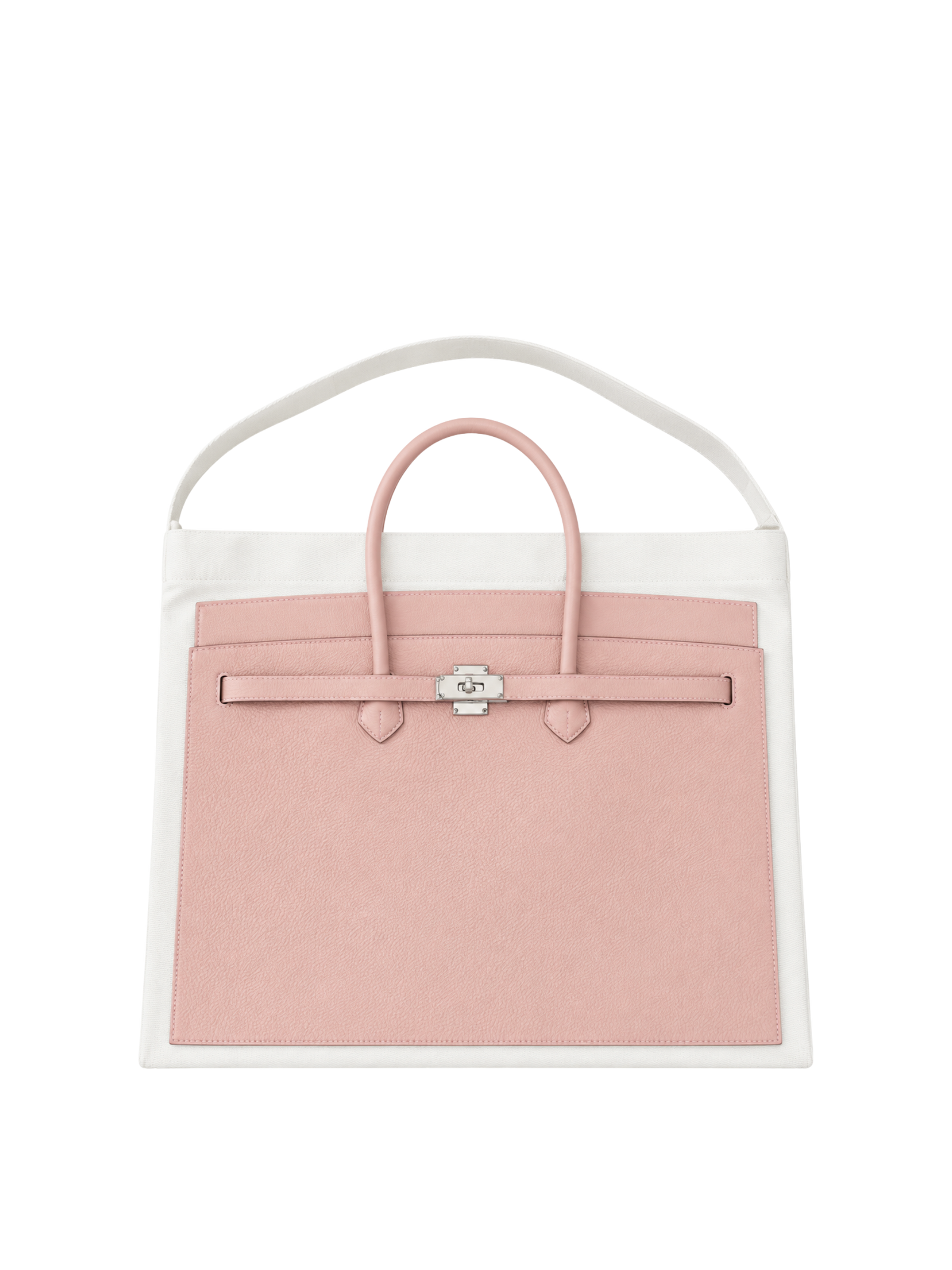 Boatkin 46 Leather Canvas Tote Bag in Blush, front view