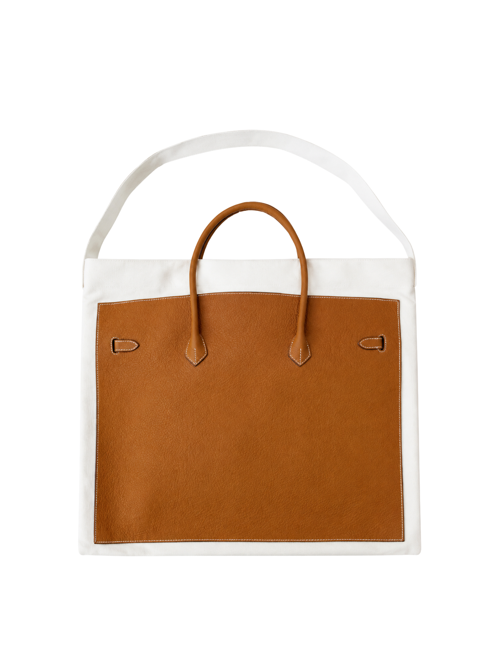 Boatkin 46 Leather Canvas Tote Bag in Caramel, back view