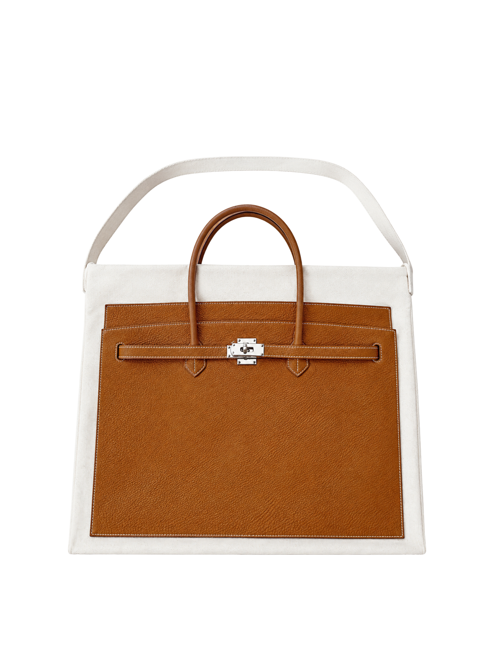 Boatkin 46 Leather Canvas Tote Bag in Caramel, front view