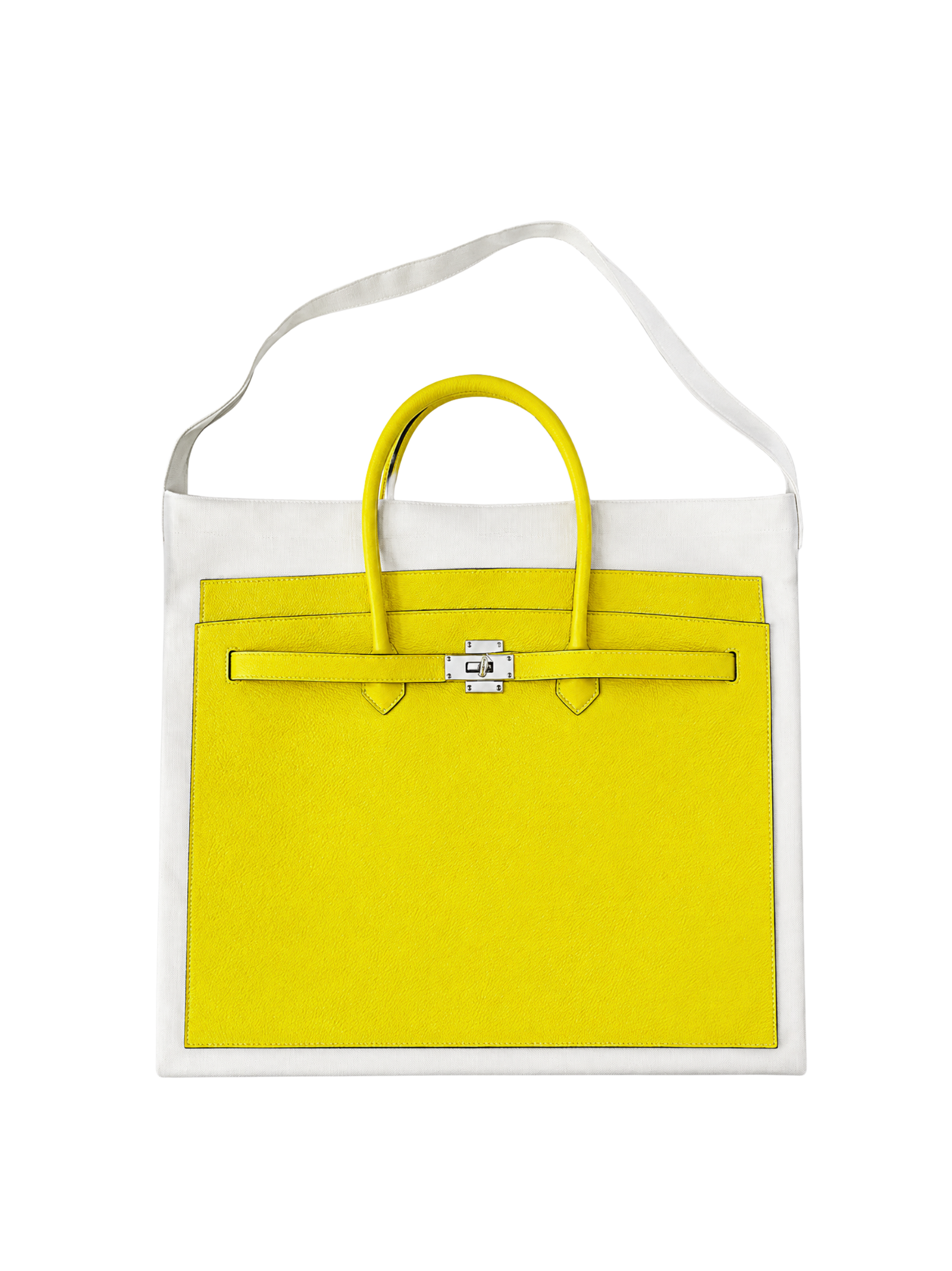 Boatkin 46 Leather Canvas Tote Bag in Lemon, front view