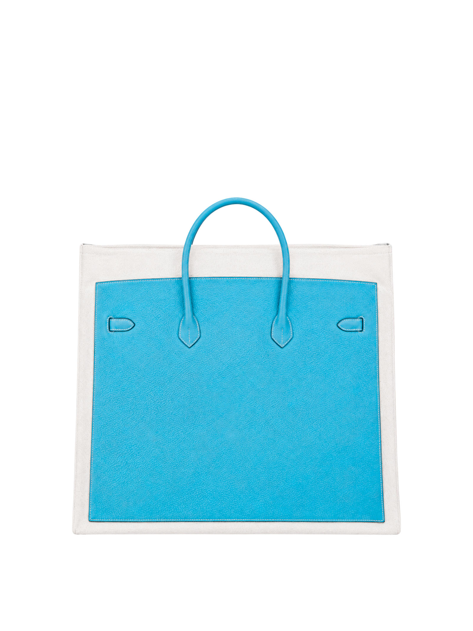 Boatkin 46 Leather Canvas Tote Bag in Sky, back view