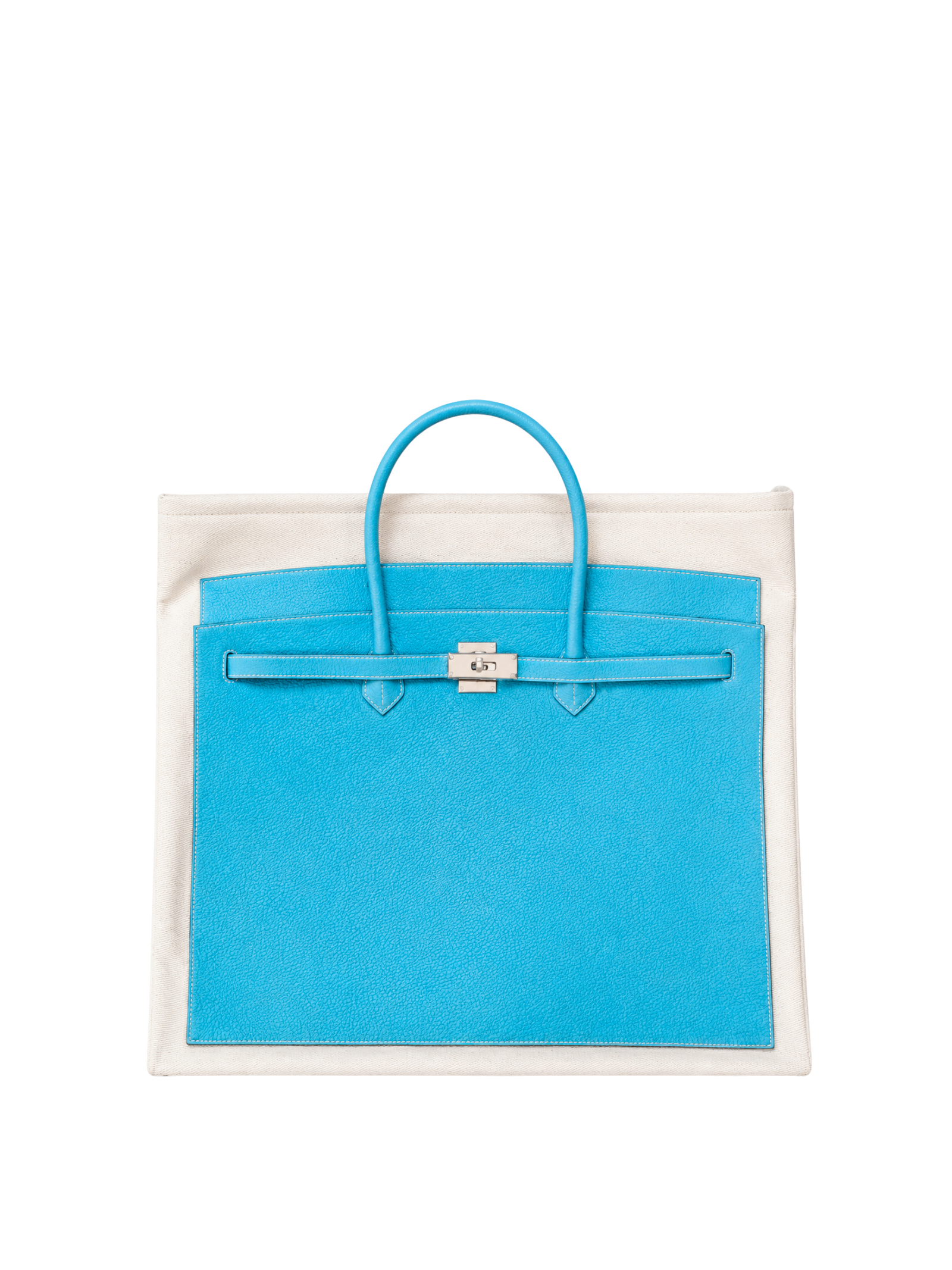Boatkin 46 Leather Canvas Tote Bag in Sky, front view