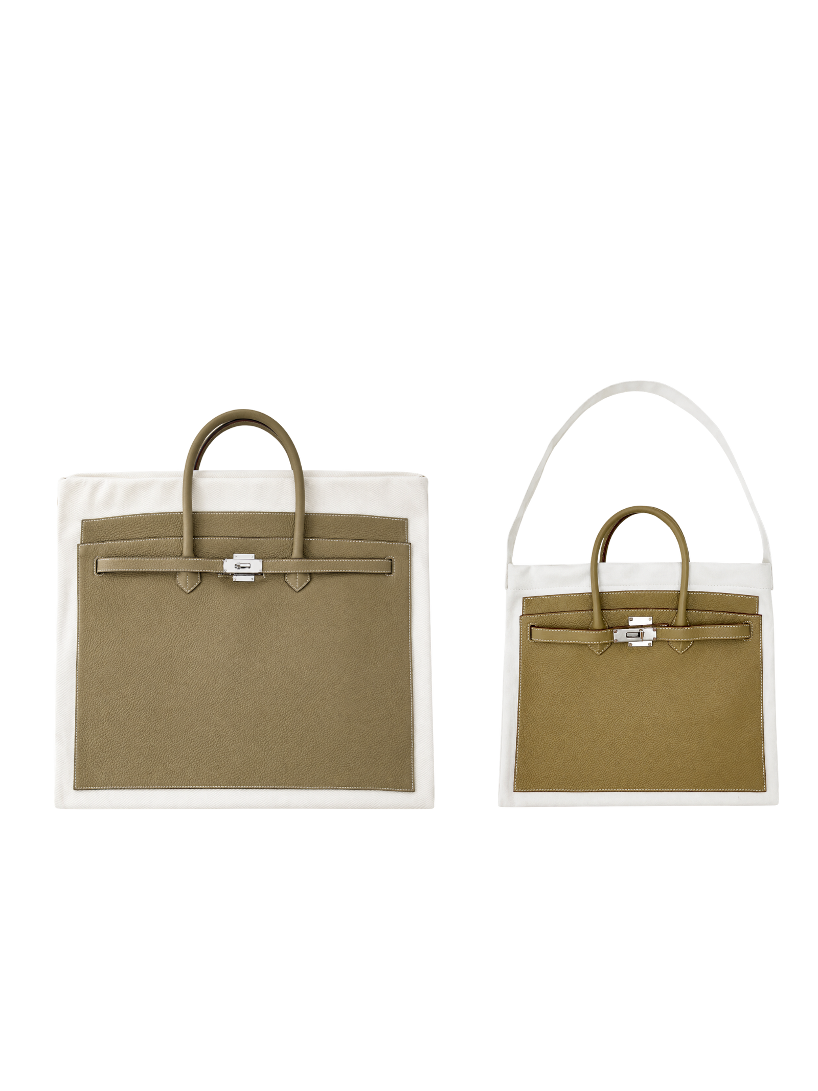 Boatkin tote bags in Taupe, size comparison