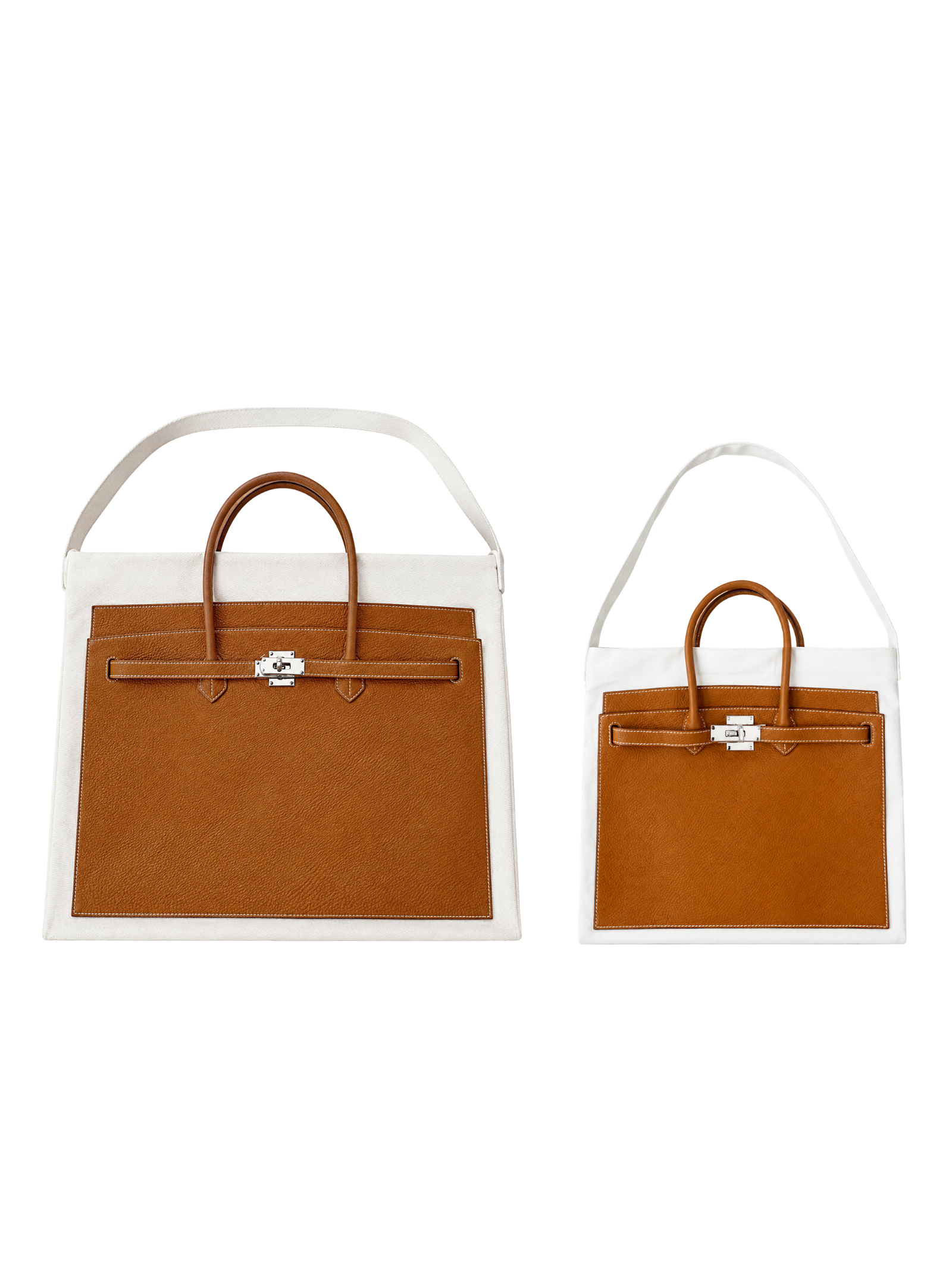 Boatkin tote bags in Caramel, size comparison