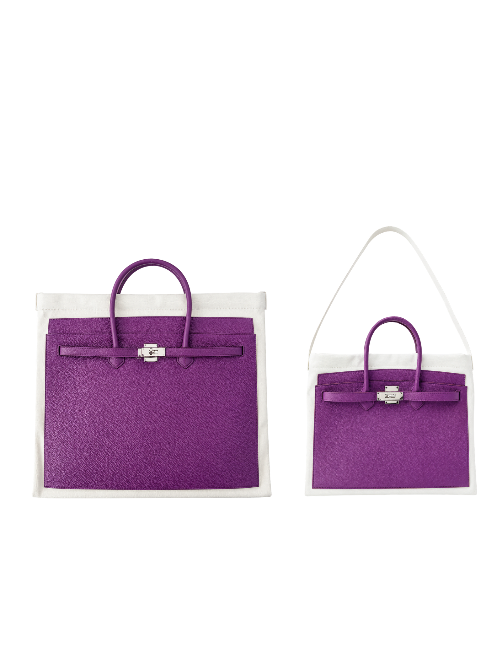 Boatkin tote bags in Violet, size comparison