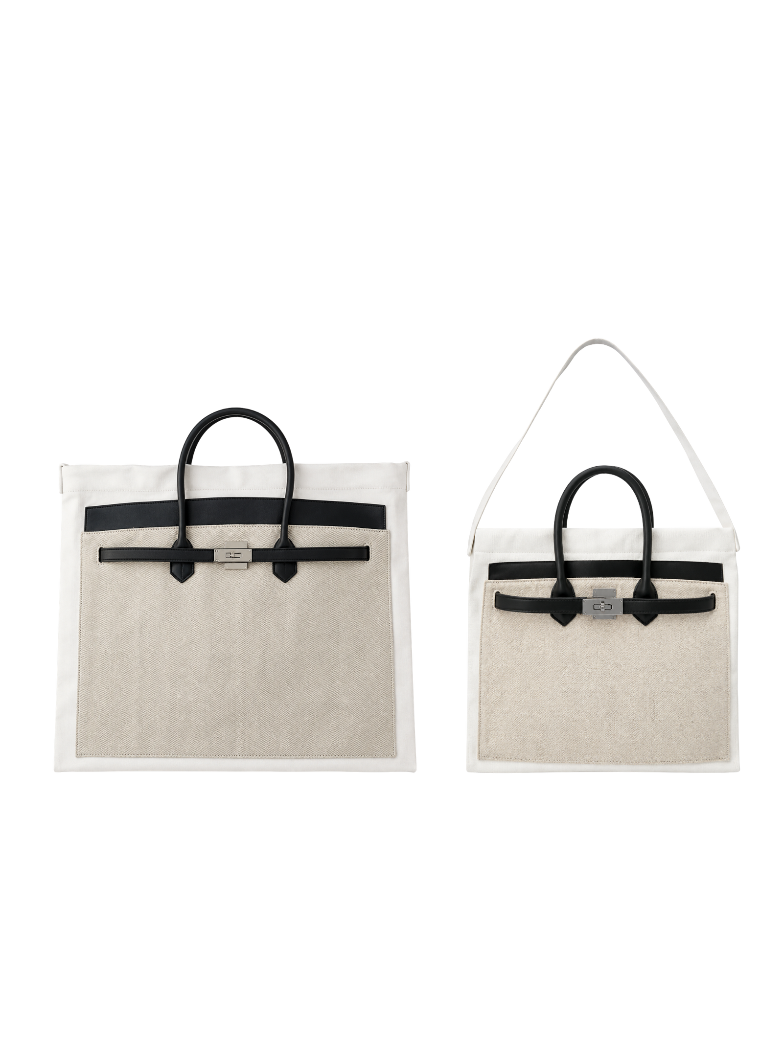 Boatkin tote bags in Cream, size comparison