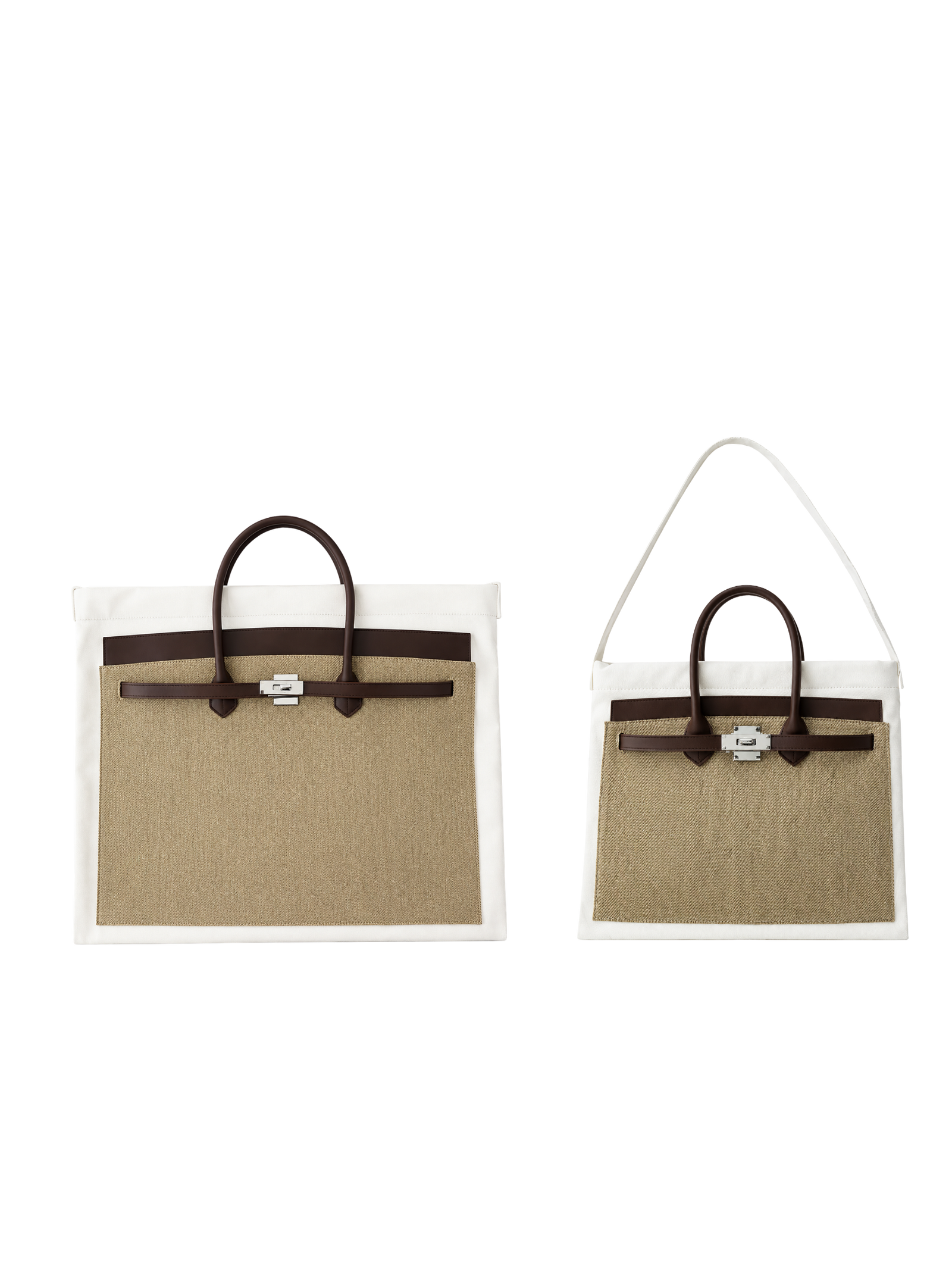 Boatkin tote bags in Taupe, size comparison