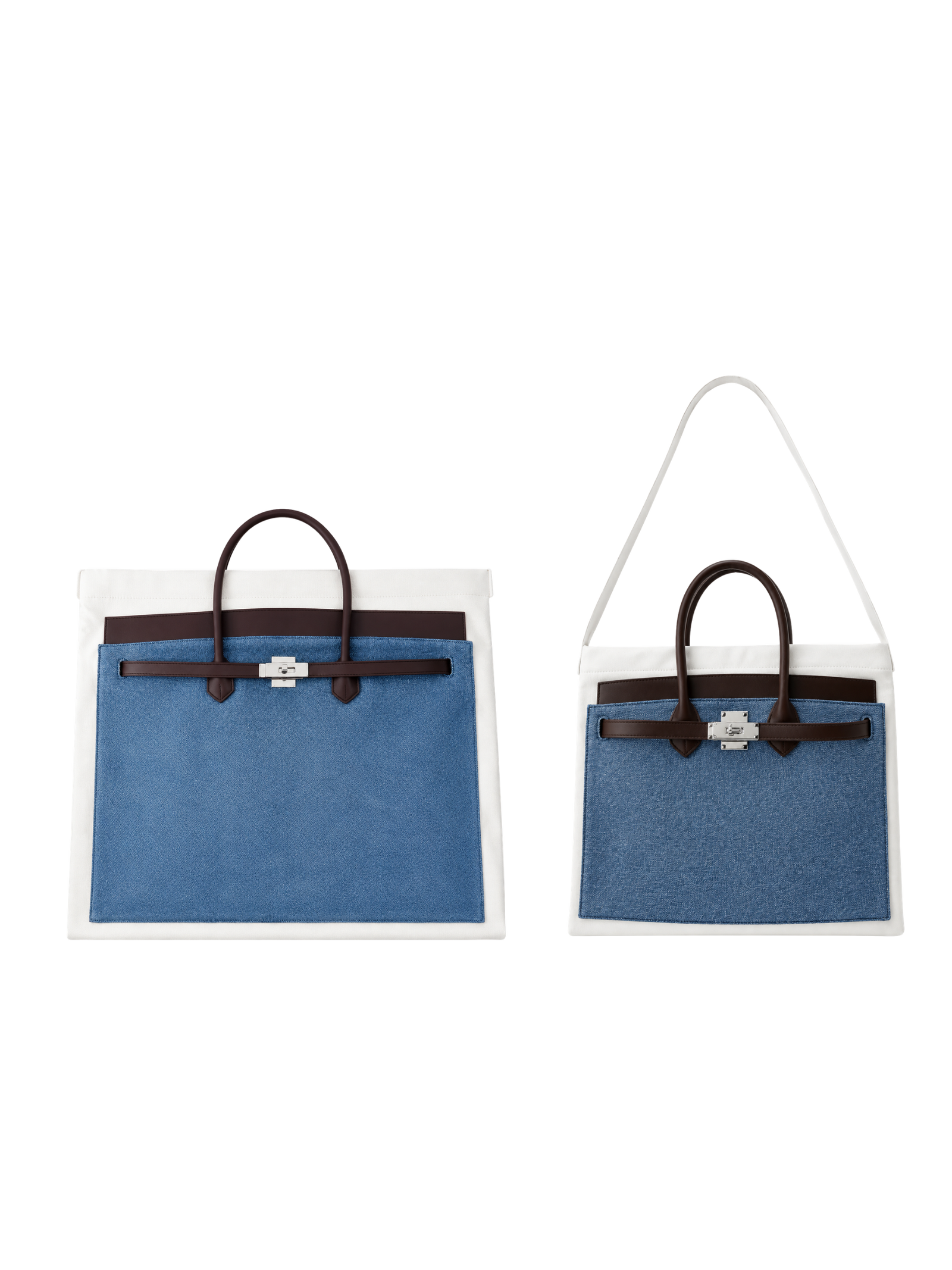 Boatkin tote bags in Dusty Blue, size comparison