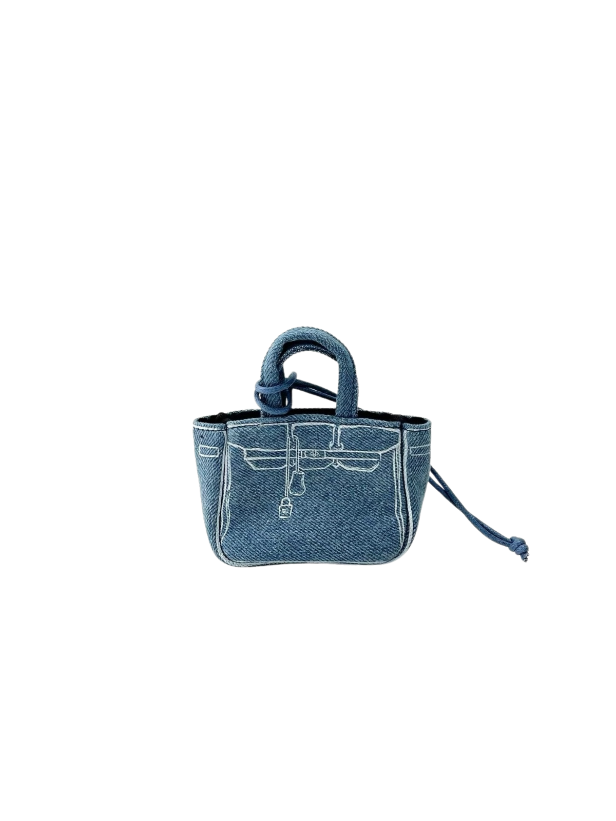Boatkin Mini Sketch Canvas Shoulder Tote Bag Charm in Dusty Blue, front view