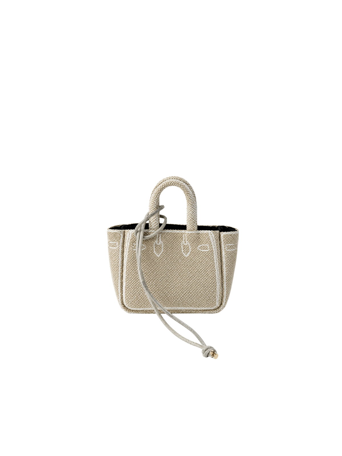 Boatkin Mini Sketch Canvas Shoulder Tote Bag Charm in Sand, back view