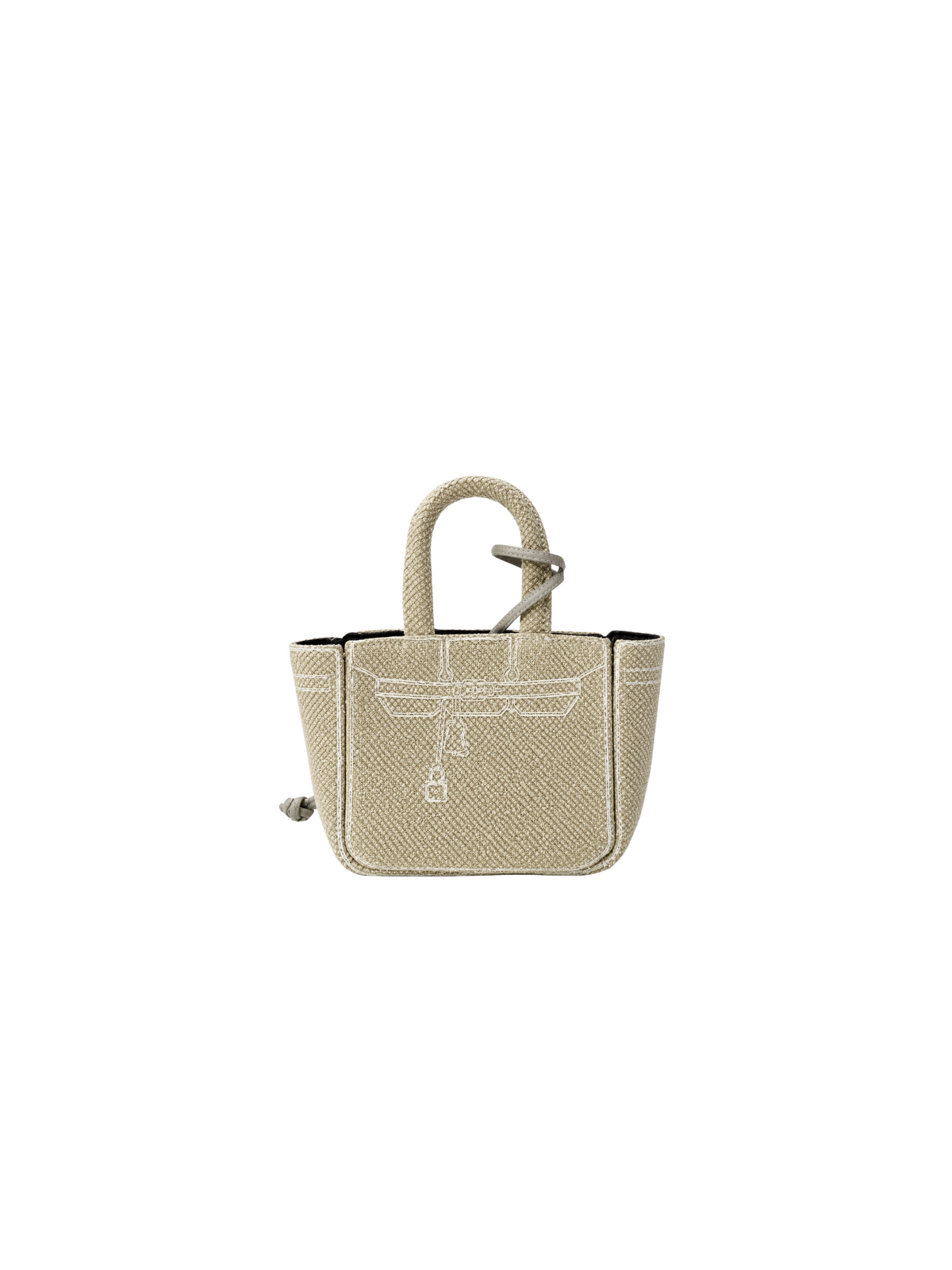 Boatkin Mini Sketch Canvas Shoulder Tote Bag Charm in Sand, front view