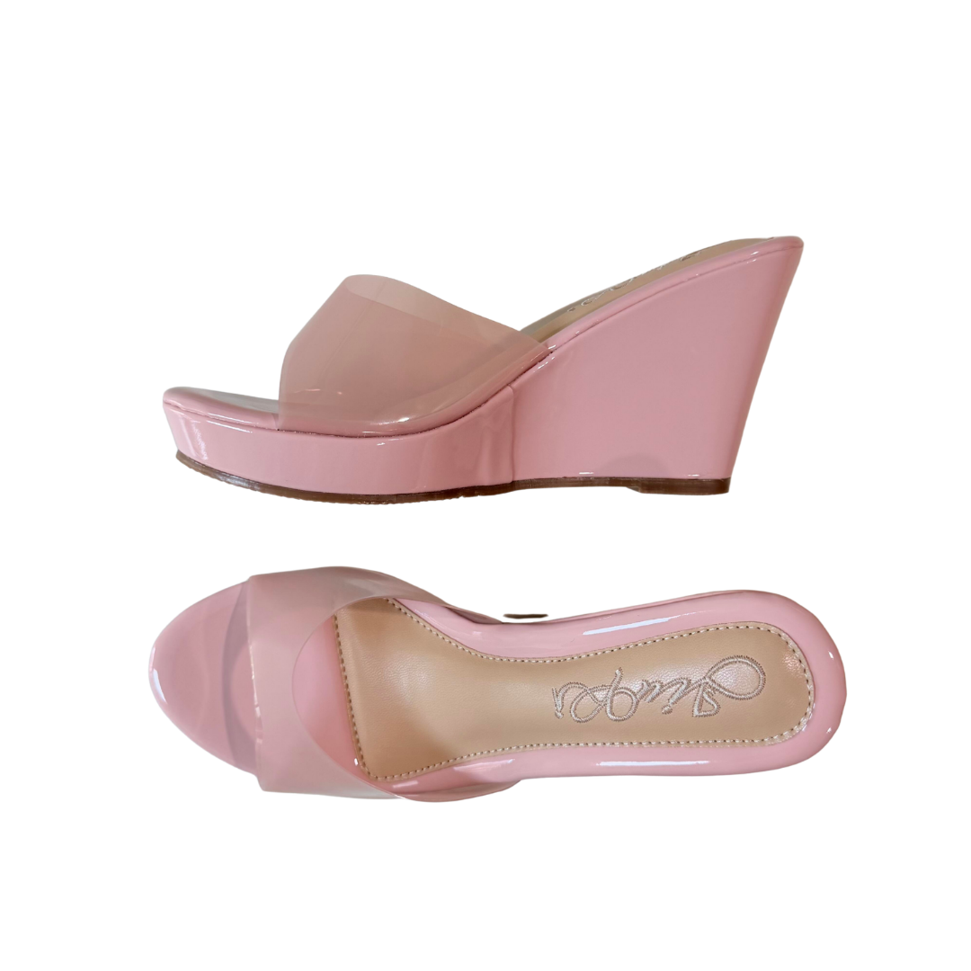 Bubblegum Jelly Wedge Sandals Blossom profile view on white background