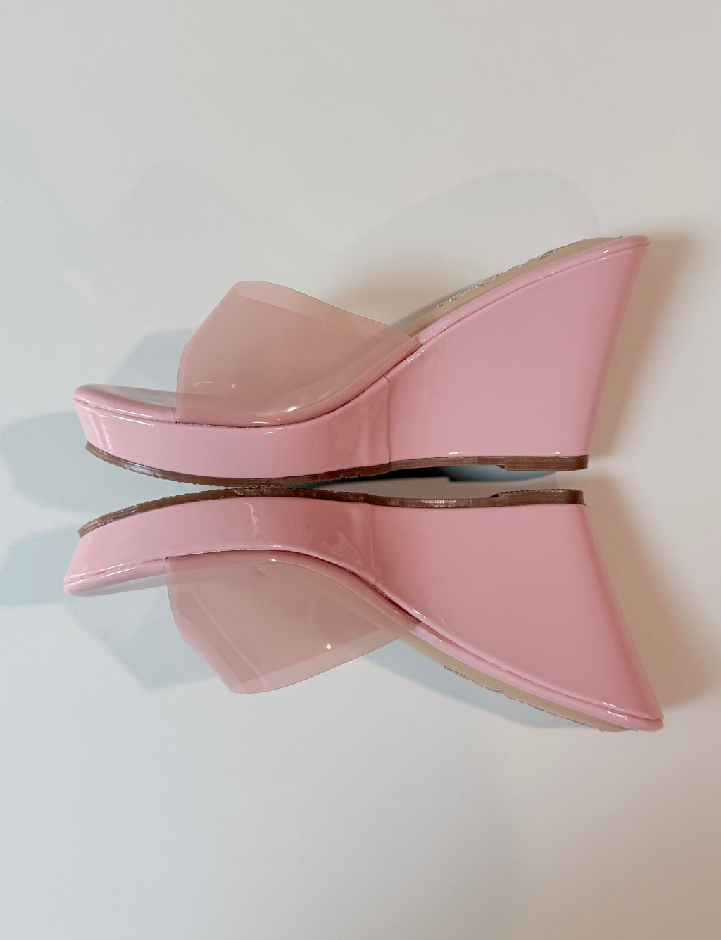 Bubblegum Jelly Wedge Sandals Blossom elevated side view on white background