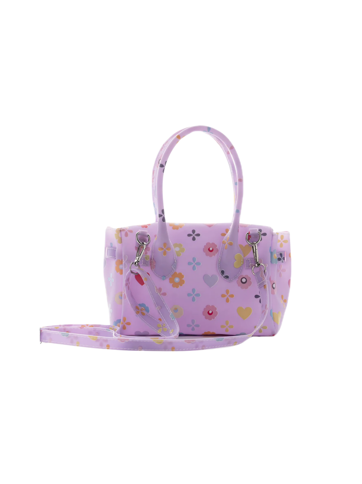 Jelly Firkin 21 Flower Print Bag Lavender back product view