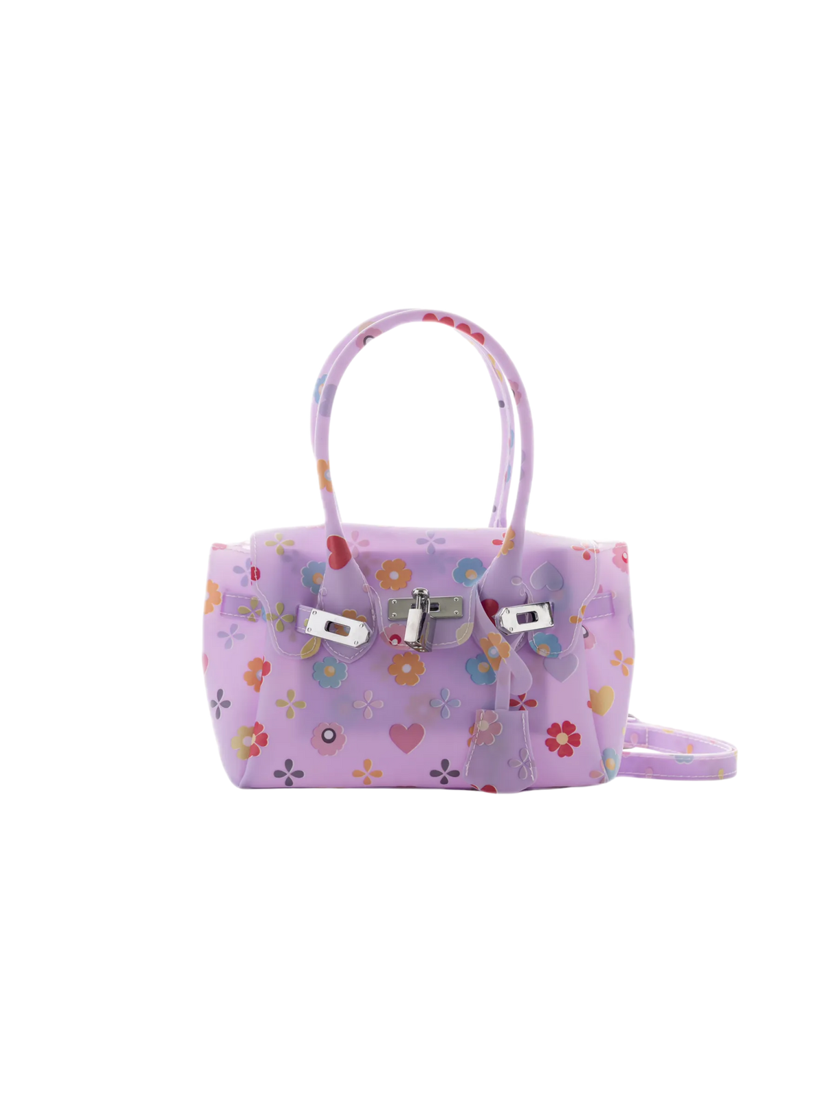 Jelly Firkin 21 Flower Print Bag Lavender front product view