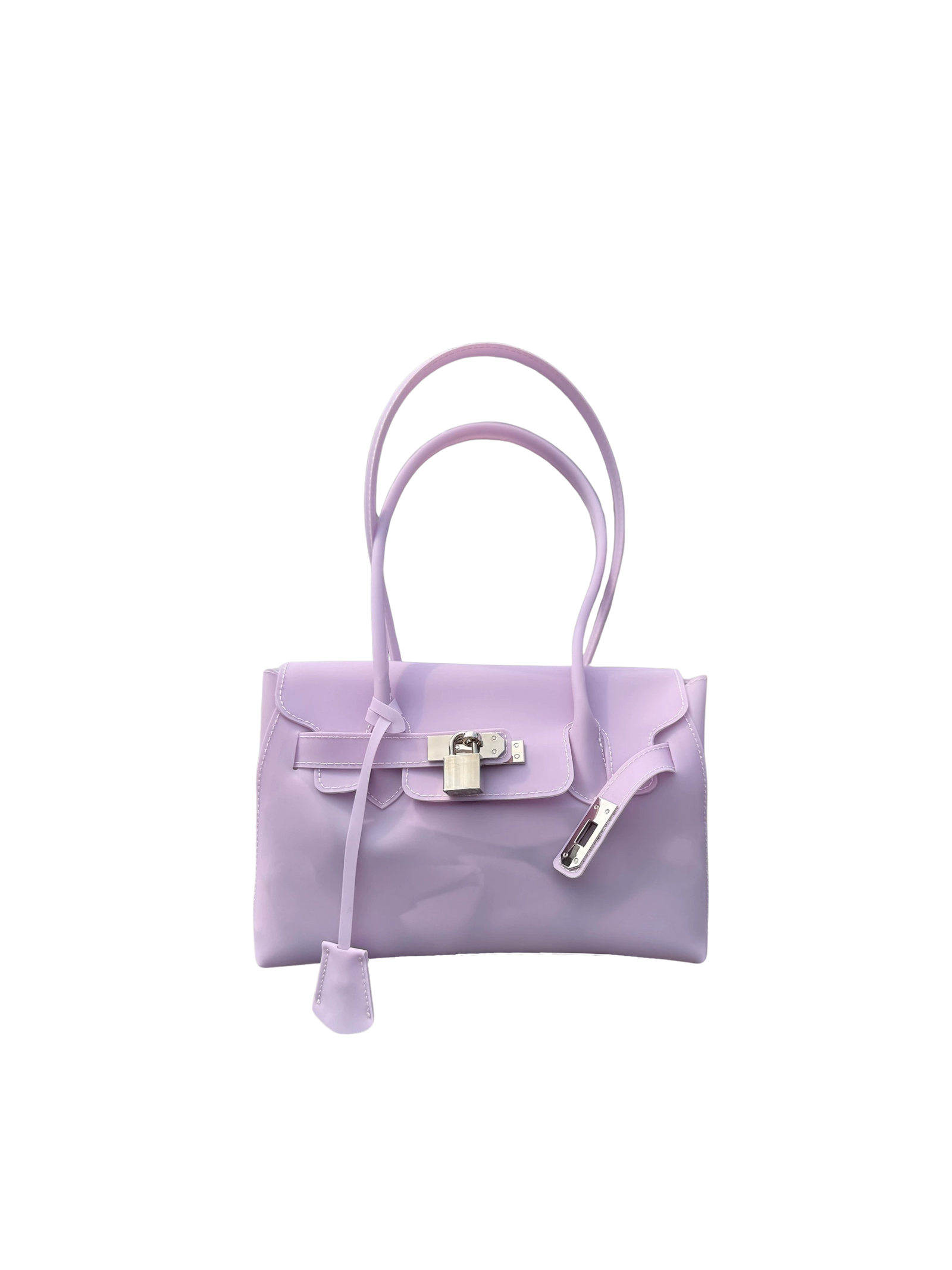 Jelly Firkin 25 Shoulder Bag Lavender front view with gold clasp on white background