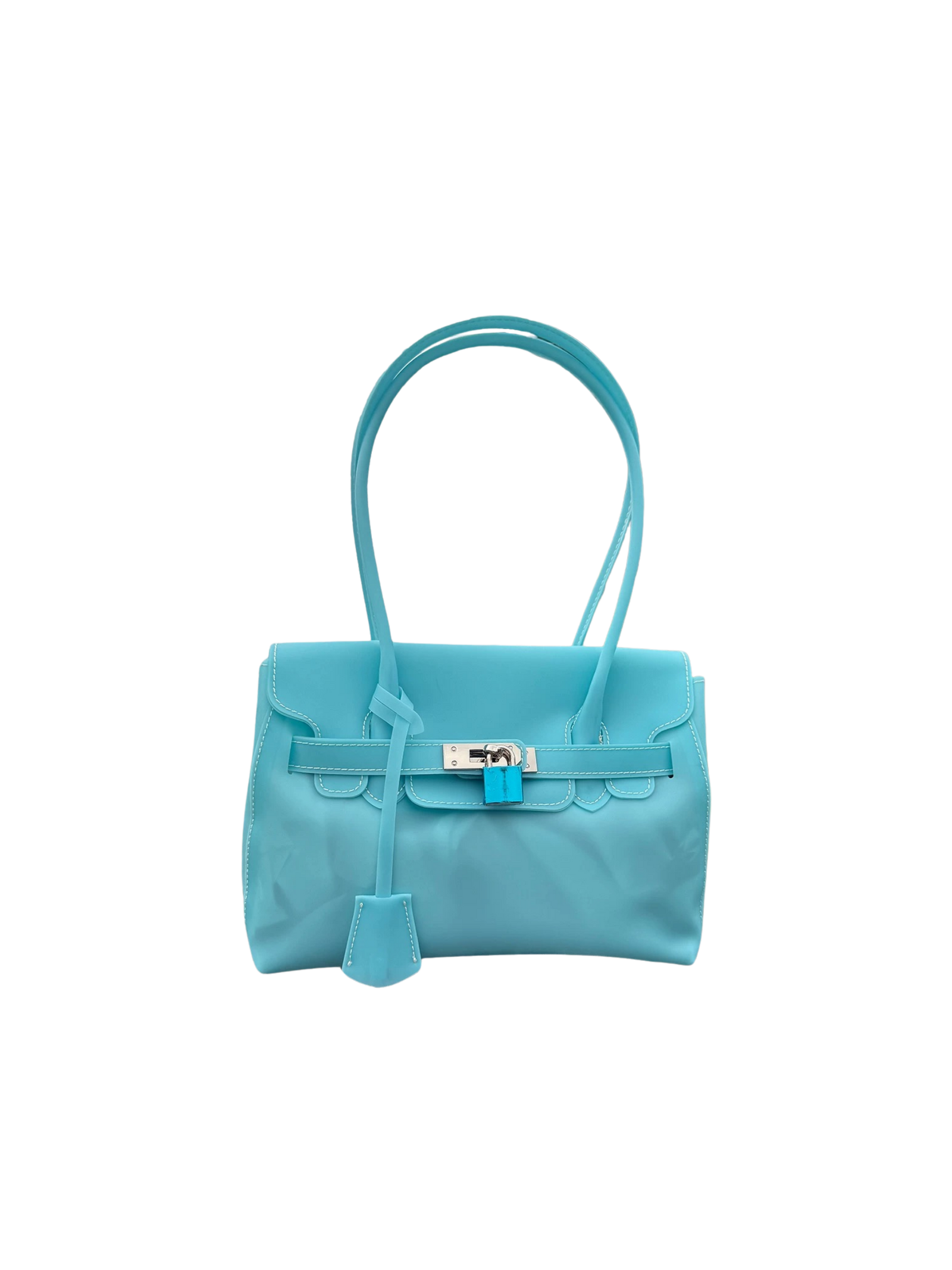 Jelly Firkin 25 Shoulder Bag Aqua front view on white background