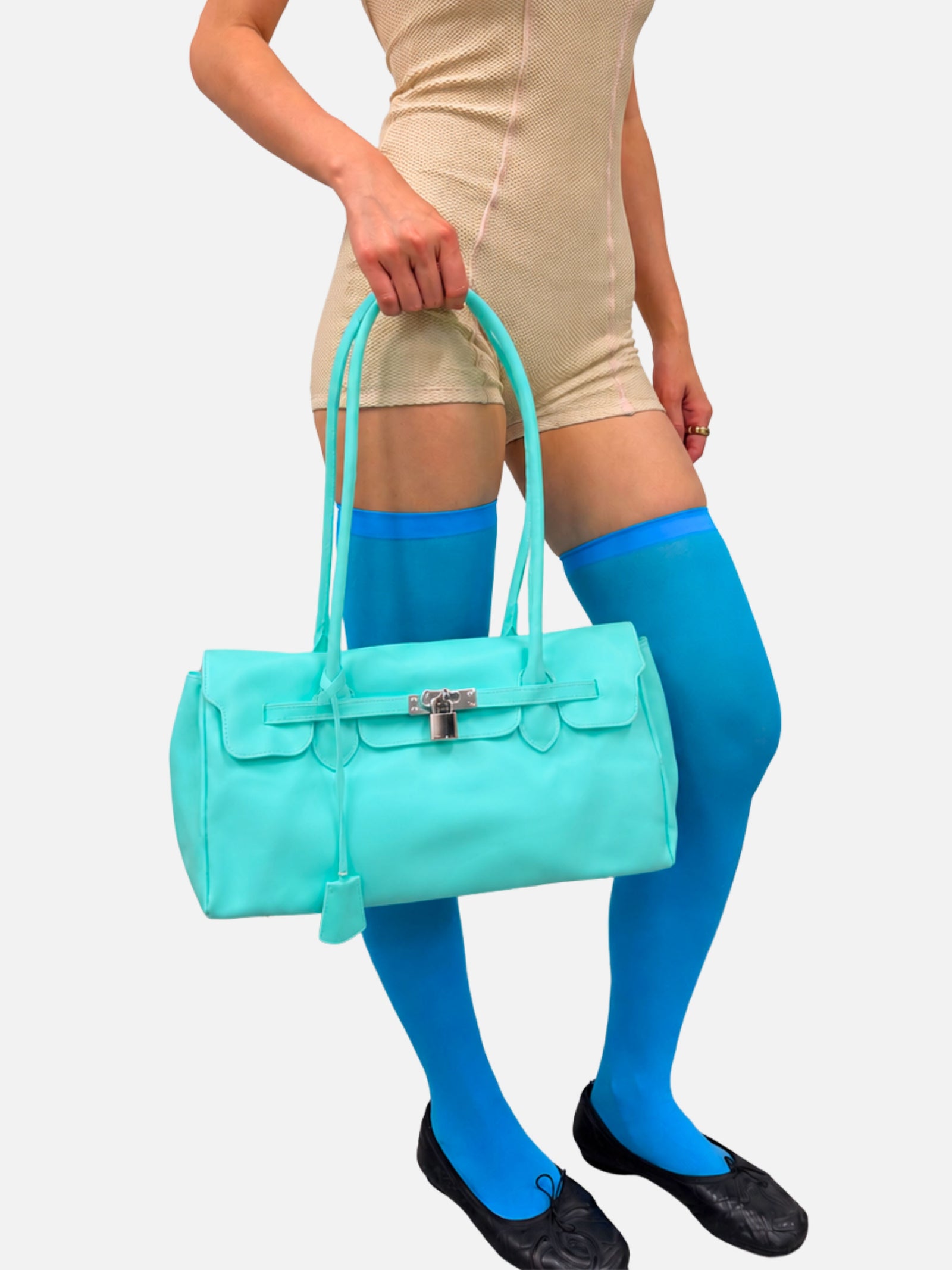 Jelly Firkin 36 JPG Shoulder Bag Aqua lifestyle photo worn on shoulder 1
