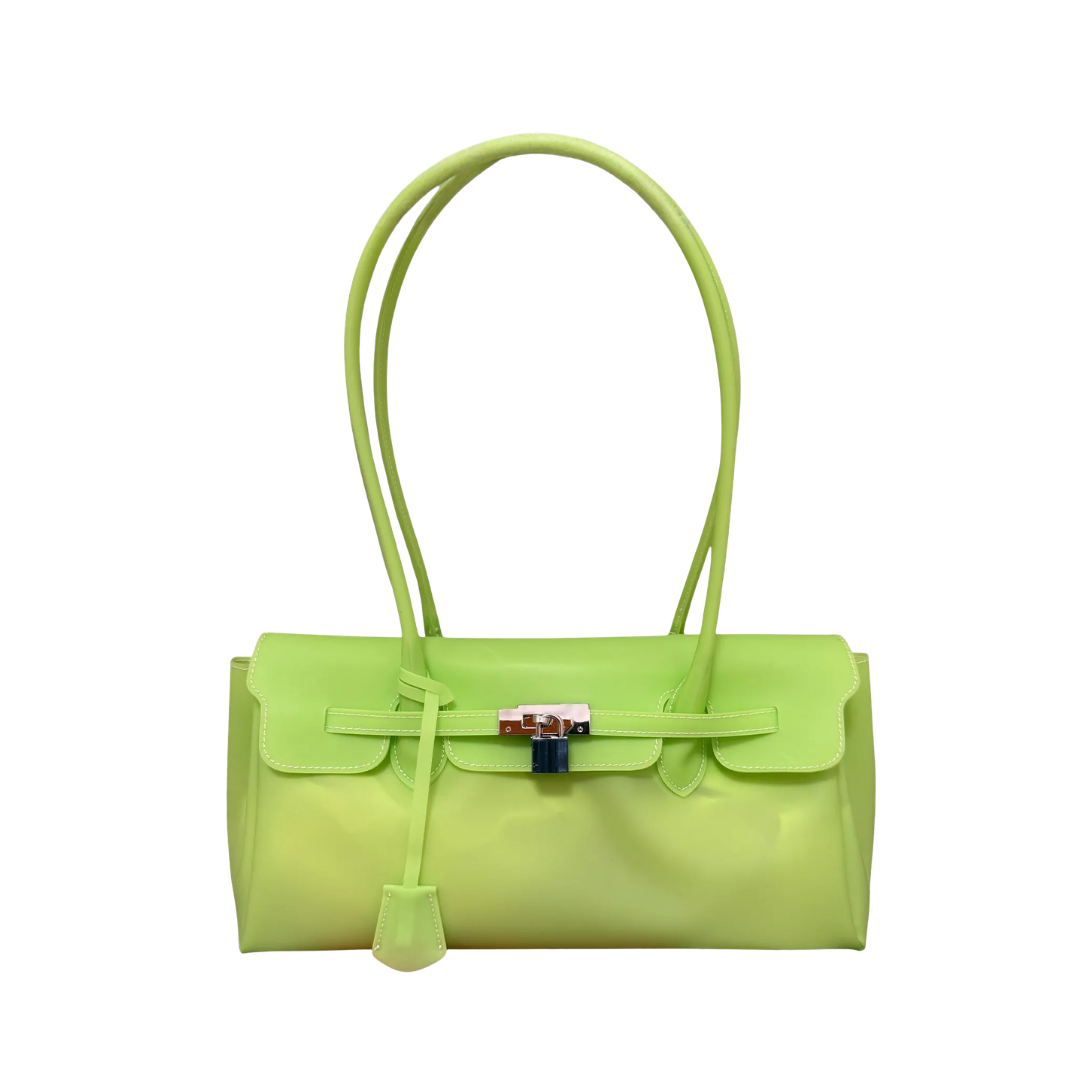 Jelly Firkin 36 JPG Shoulder Bag Lime front view on white background