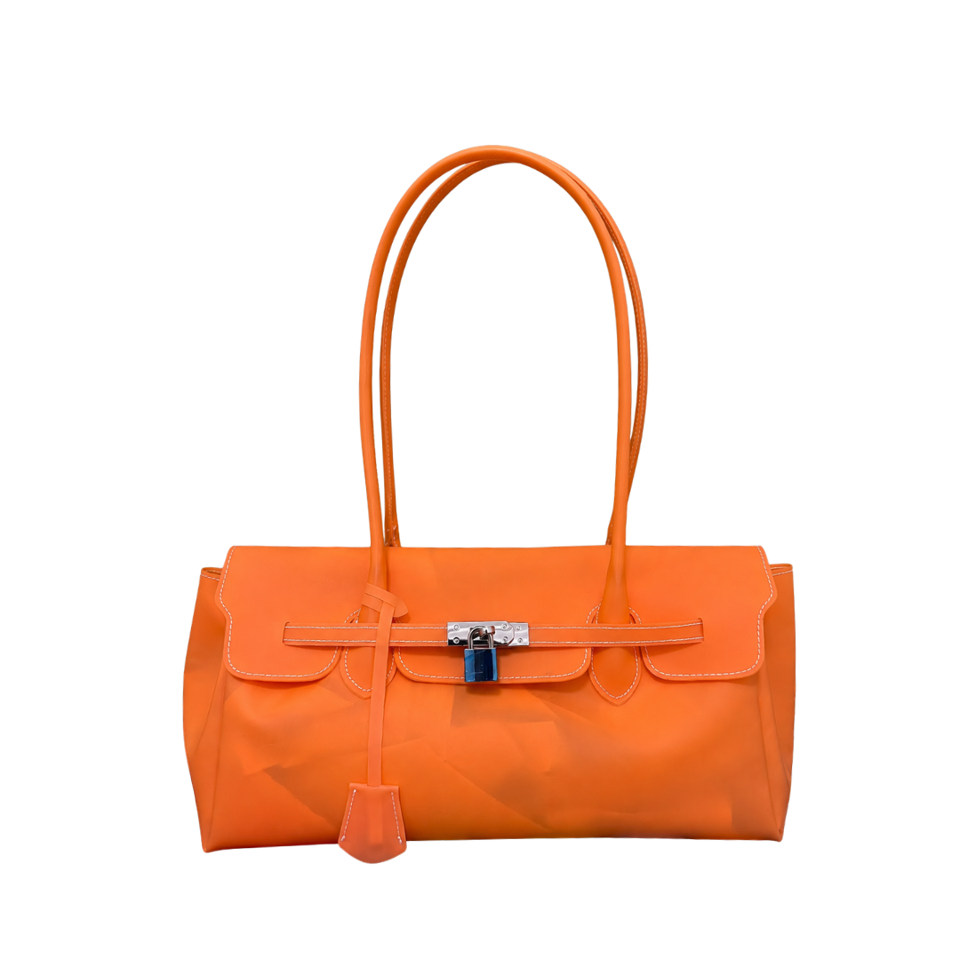 Jelly Firkin 36 JPG Shoulder Bag Tangerine front view on white background