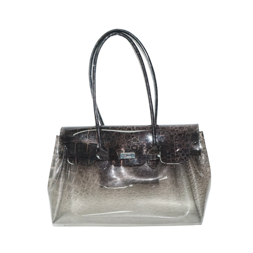 Jelly Firkin 40 Bag Croc Silver metallic crocodile texture front view on white background