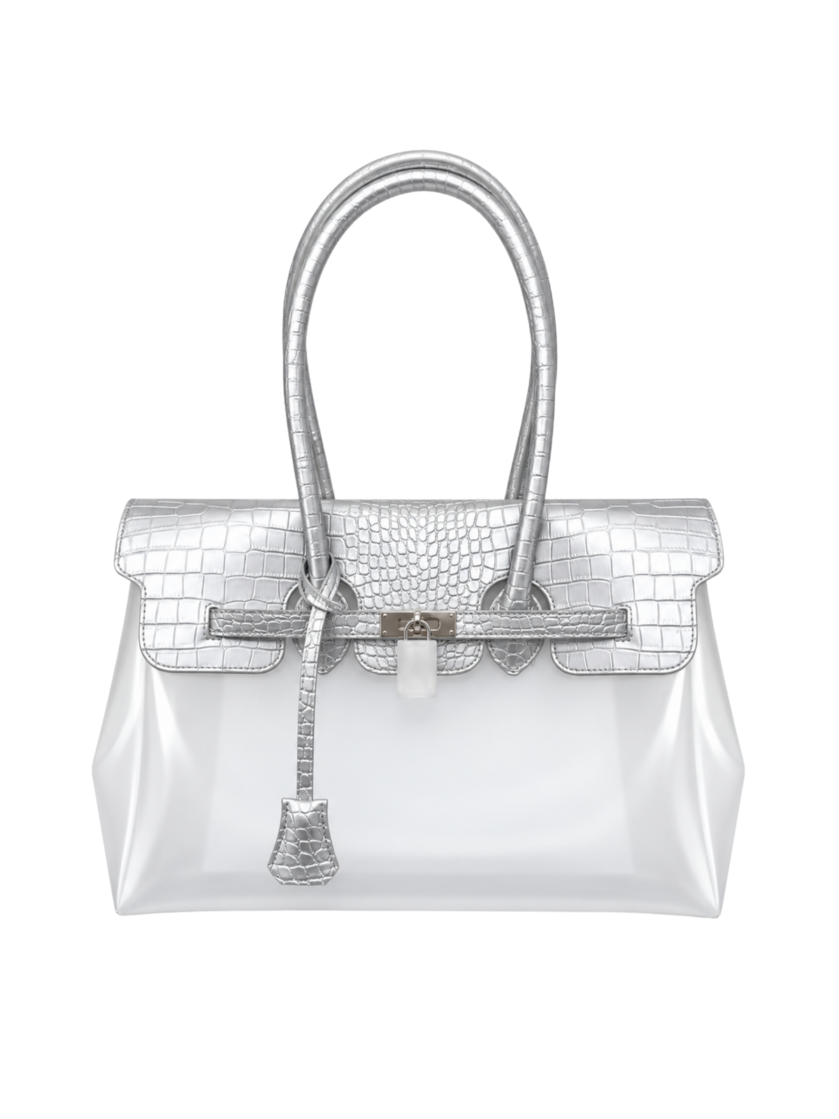 Jelly Firkin 40 Croc Bag Silver front product view