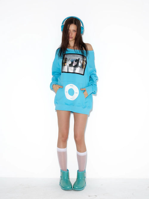Music Player Off-Shoulder Sweatshirt