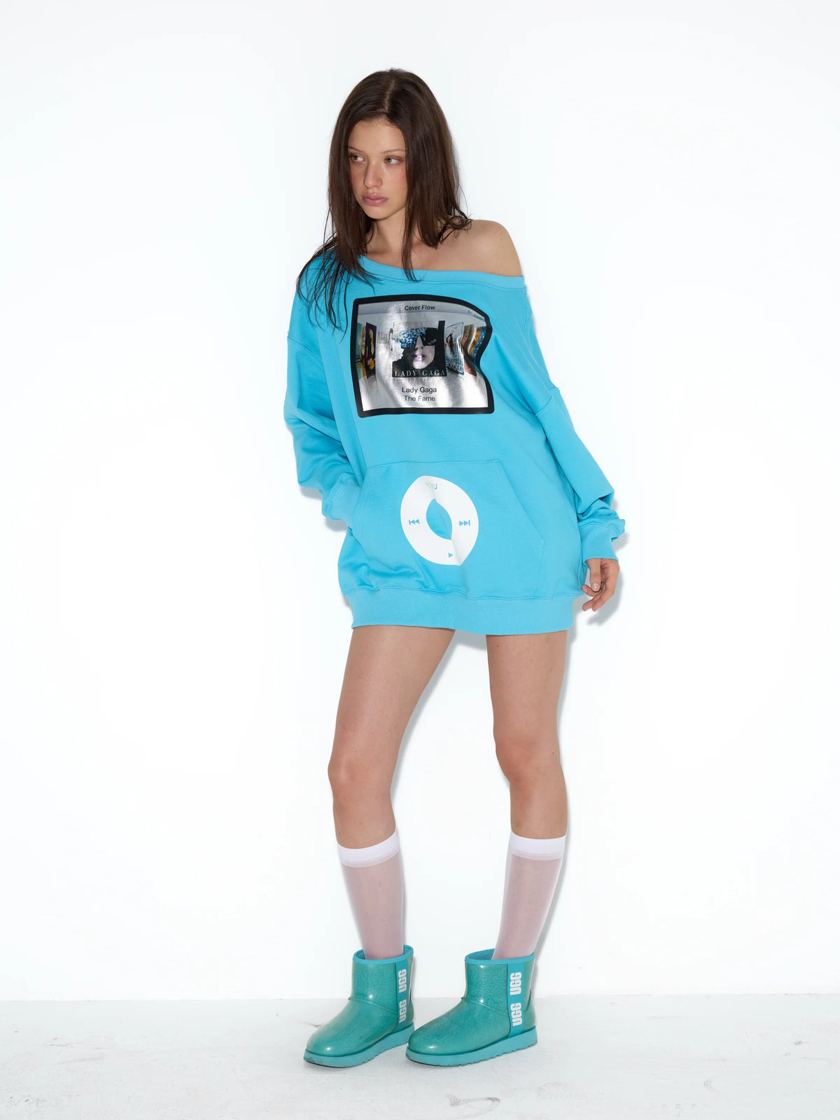 Music Player Off-Shoulder Sweatshirt
