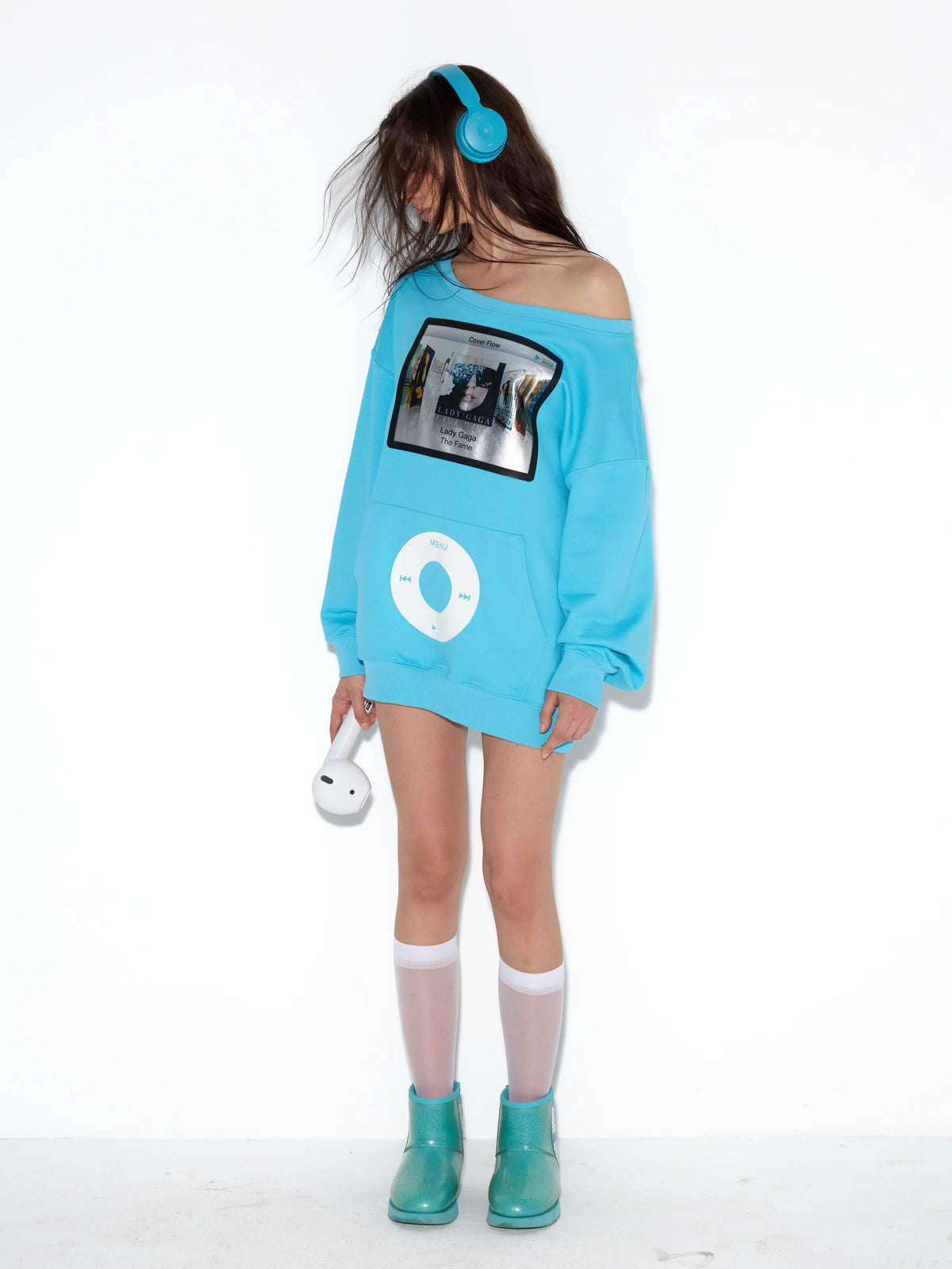 Music Player Off-Shoulder Sweatshirt